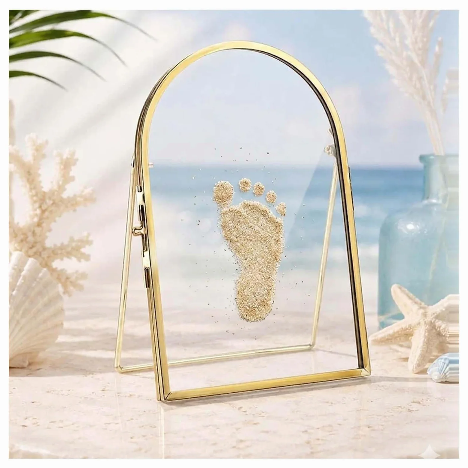 Cornice per ricordi per neonati e animali domestici, kit per impronte di mani e piedi per neonati, con doppia cornice in vetro per fiori pressati, cornice per foto per cameretta dei bambini, kit con