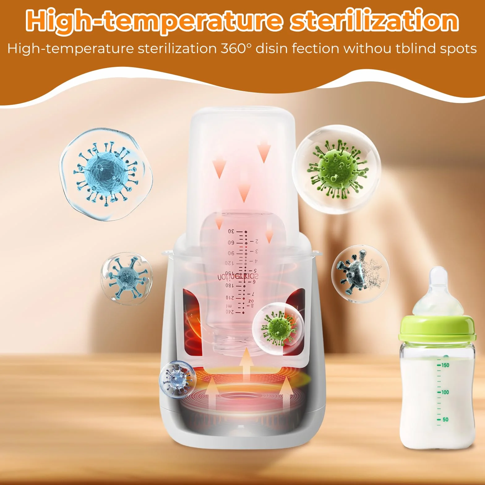 Scaldabiberon 6 in 1, Sterilizzatore Biberon, Multifunzione Scalda Biberon Neonato, Riscaldamento Rapido, Controllo Temperatura, Scongelamento, per Latte Materno e Omogeneizzati