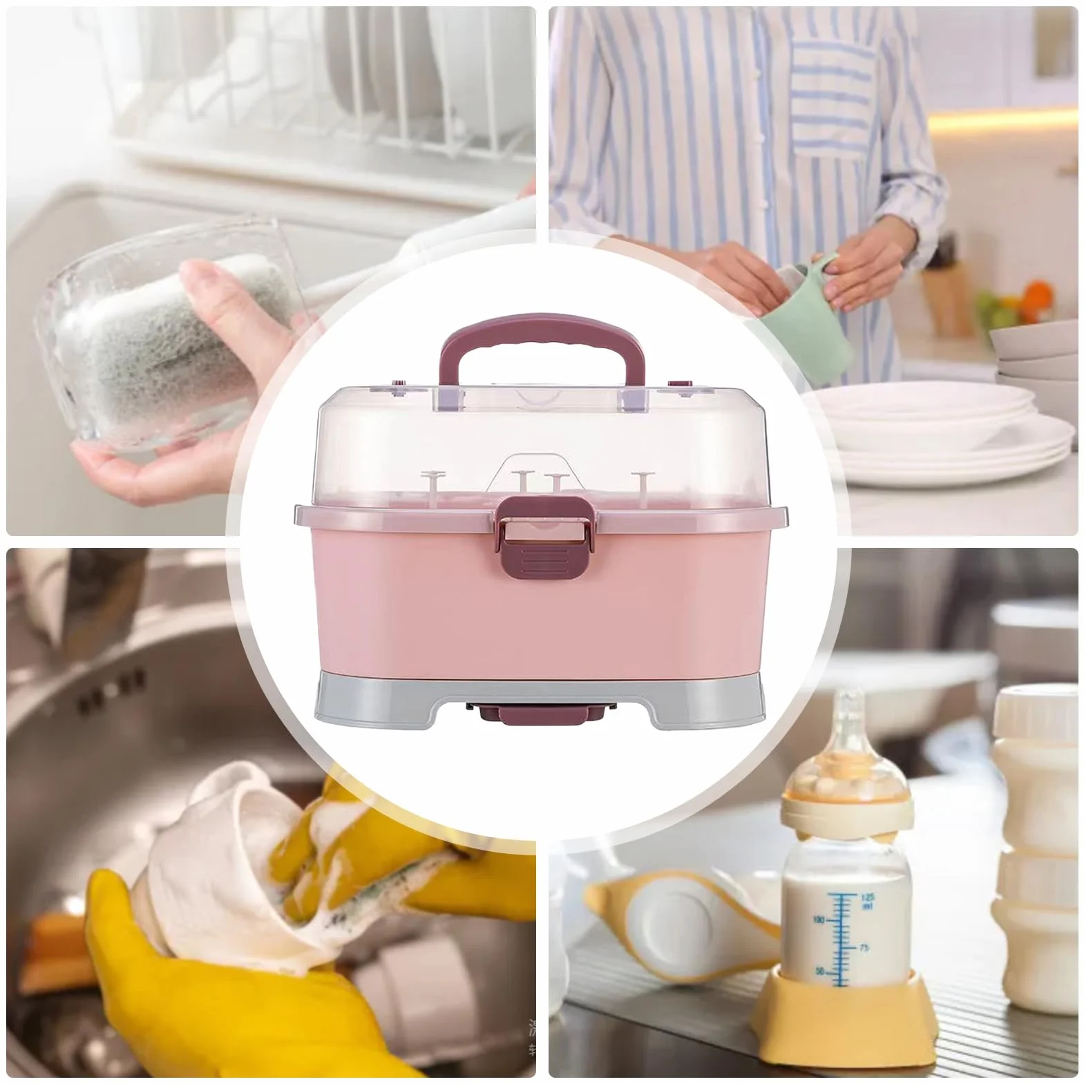 Organizzatore Per Biberon - Scatola Portatile di Grande Capacità con Coperchio per Conservazione | Organizzazione Casa Per Lavastoviglie Armadio Viaggio Lavaggio Lavello Frigorifero