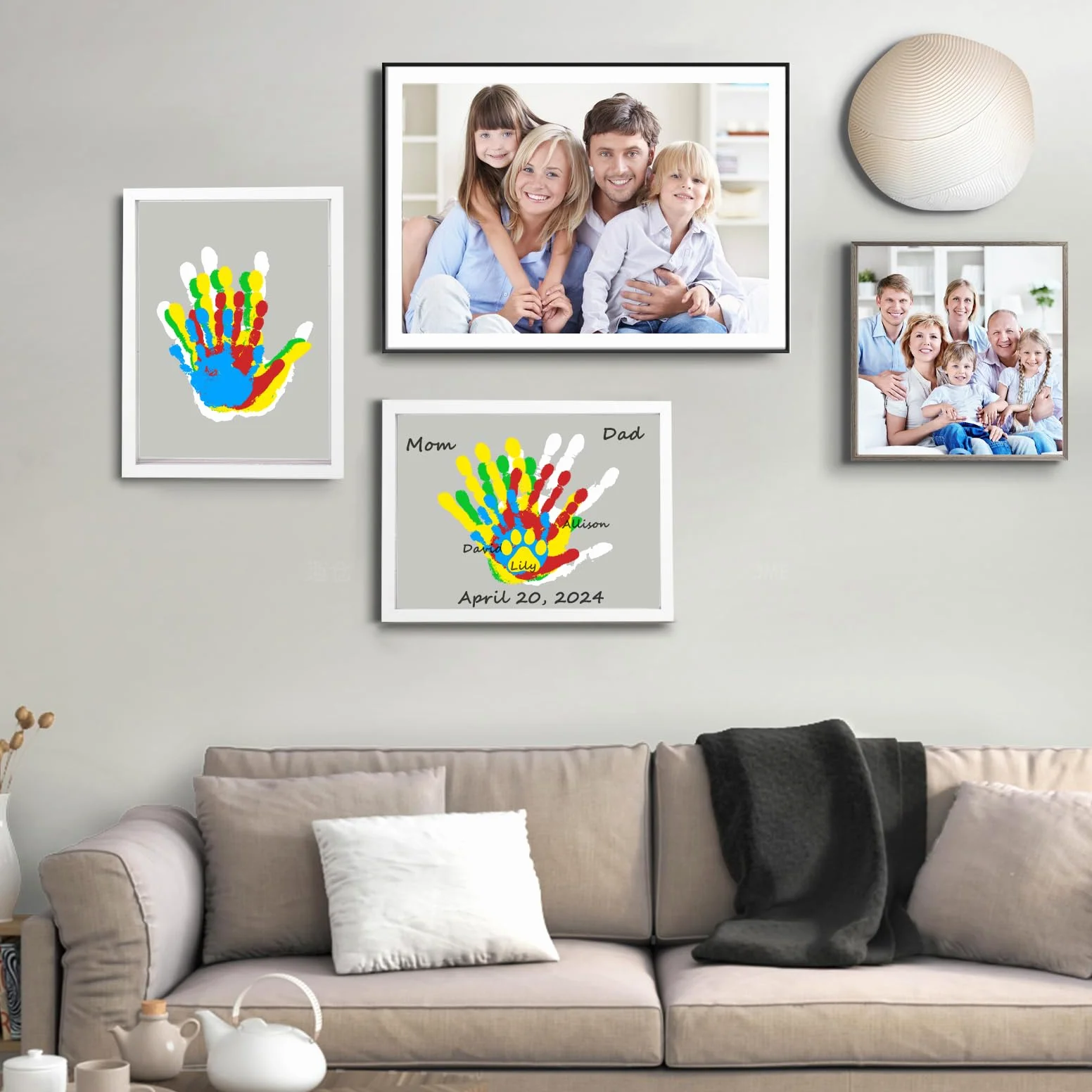 Bixinyo Kit per impronte di mani con luce, cornice in legno per impronte di mani e piedi del bambino, regalo per la famiglia per neogenitori, Natale, mamma e bambino, nonni, regali di adozione, 5