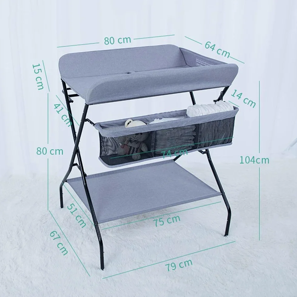 MObyat Baby Fasciatoio,Stazione da Viaggio Grigia, cassettiera Pieghevole per Pannolini, Organizer per la cameretta, Stile Gamba Incrociata