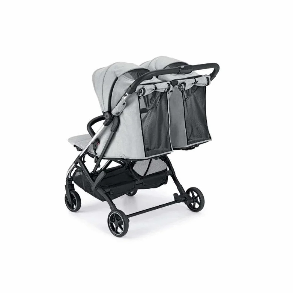 ART851-210 Cam Passeggino doppio - Grigio - GEM, passeggino perfetto per gemelli e/o fratelli e sorelle di diverse età, da 0 a 4 anni (22 kg.), Pieghevole compatto, Facile da trasportare, imbracatura.
