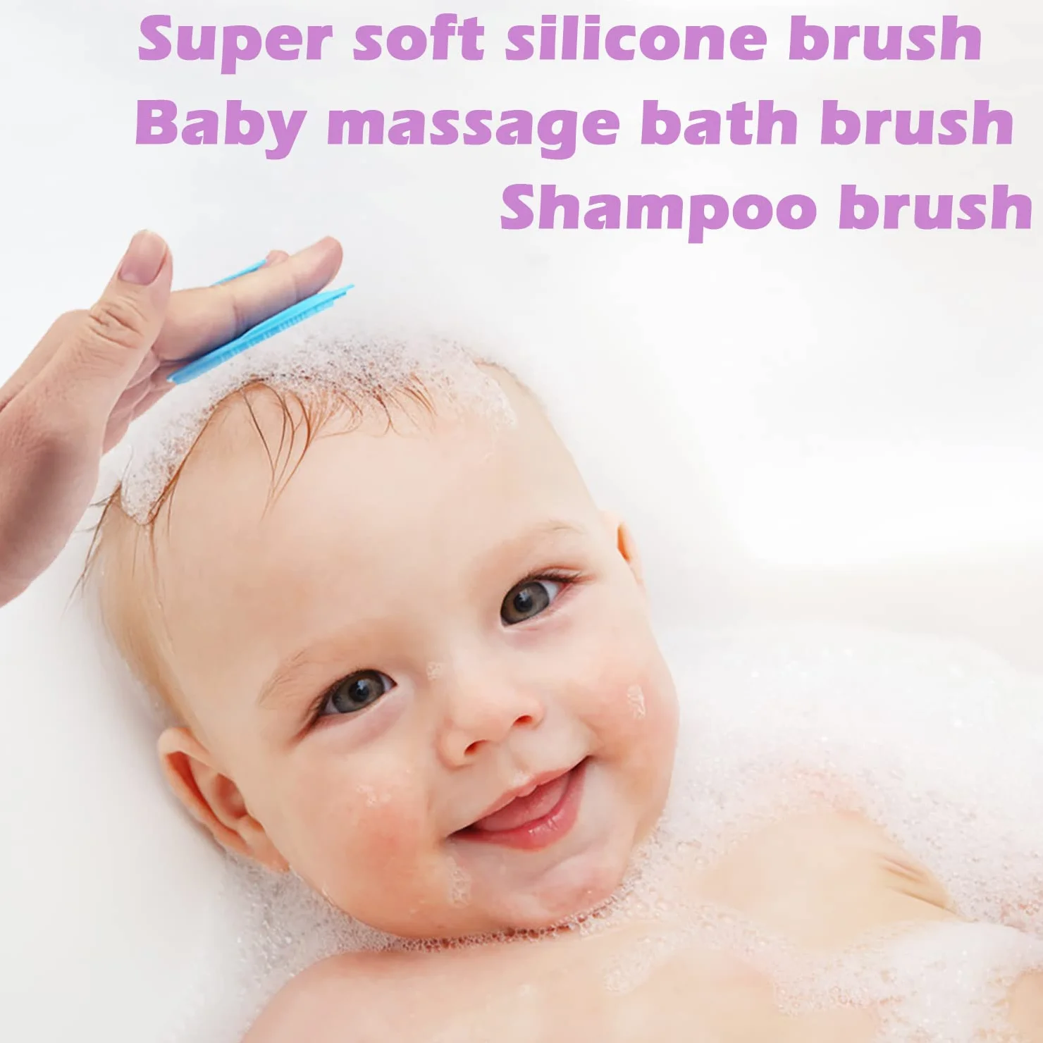Spazzola per il viso manuale per Adulti,Spazzola per il bagno del bambino,Spazzola per il massaggio del cuoio capelluto del bambino,Spazzola integrata in morbido silicone (Blu+Rosa+Verde)