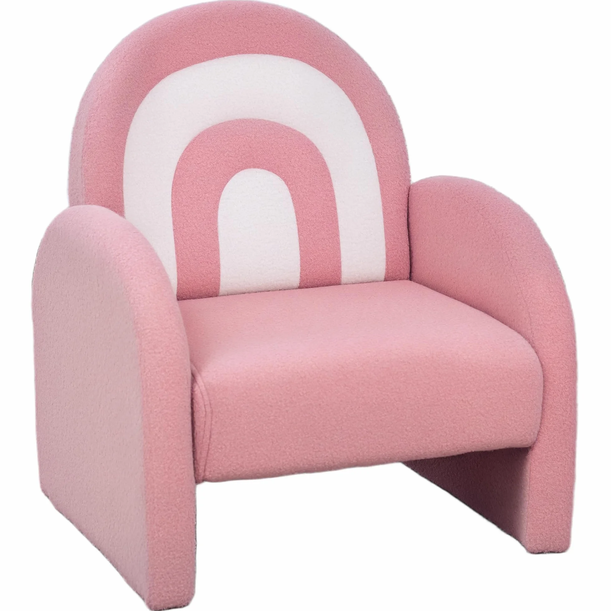 AIYAPLAY Poltrona per bambini con schienale arcobaleno Divano per bambini 18-96 mesi Braccioli in morbido tessuto trapuntato Carico 45 kg Rosa
