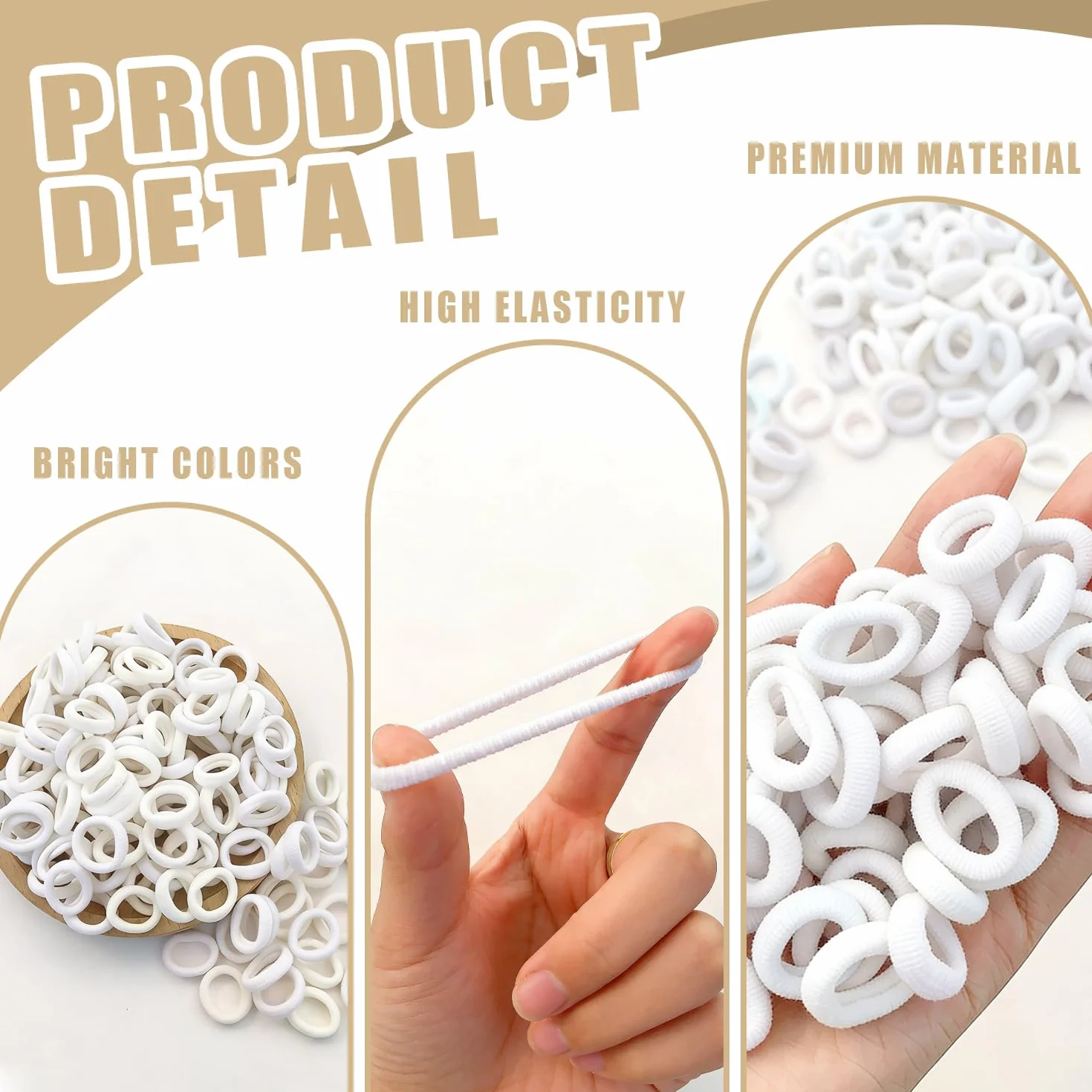 300 Pezzi Elastici per Capelli Bambini, Piccoli Elastici per Code 20mm, Legacci per Capelli Neonati e Ragazze (Bianco)