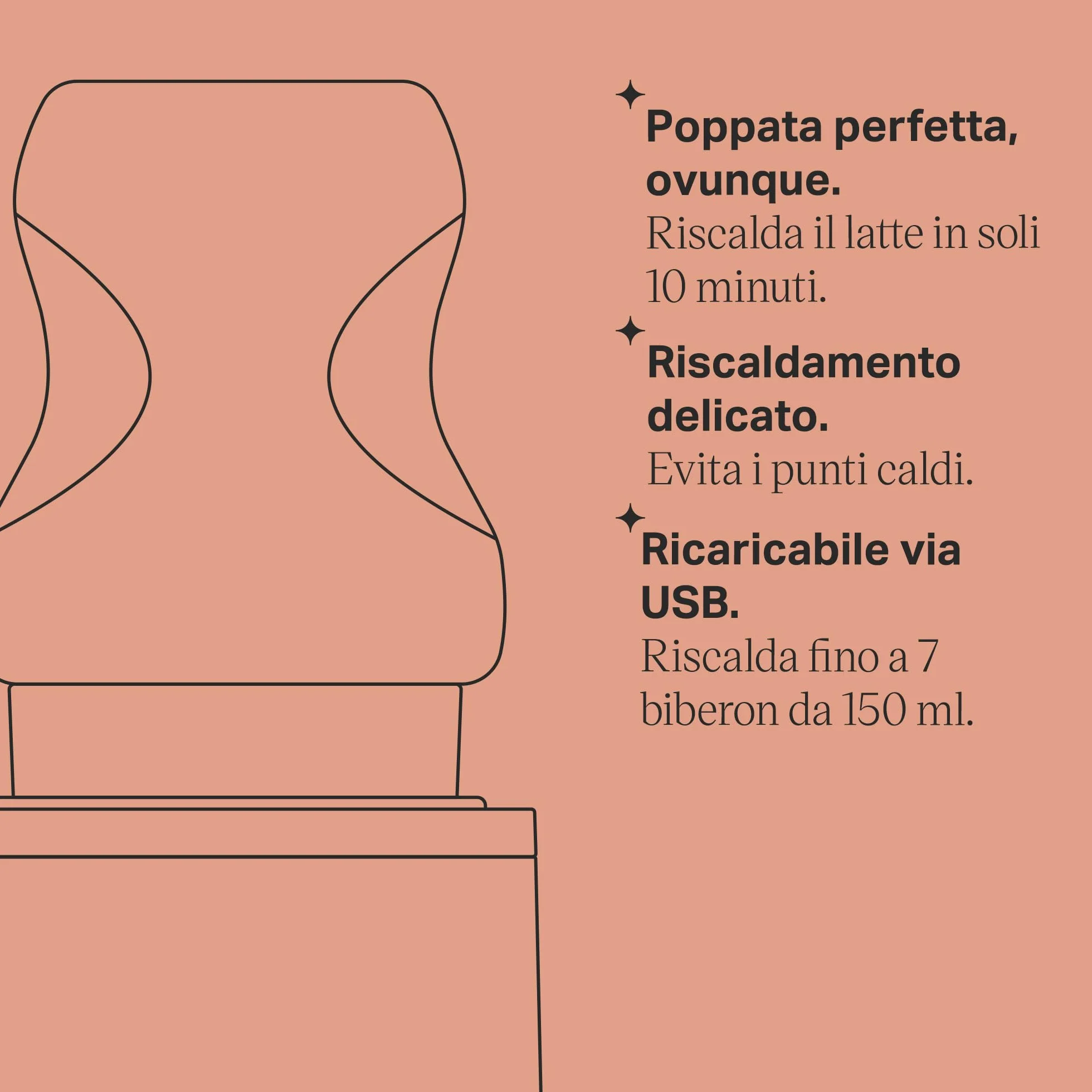 Tommee Tippee Scaldabiberon LetsGo Portatile, Ricaricabile con USB, Scaldabiberon Elettrico, Leggero e Comodo Per il Viaggio