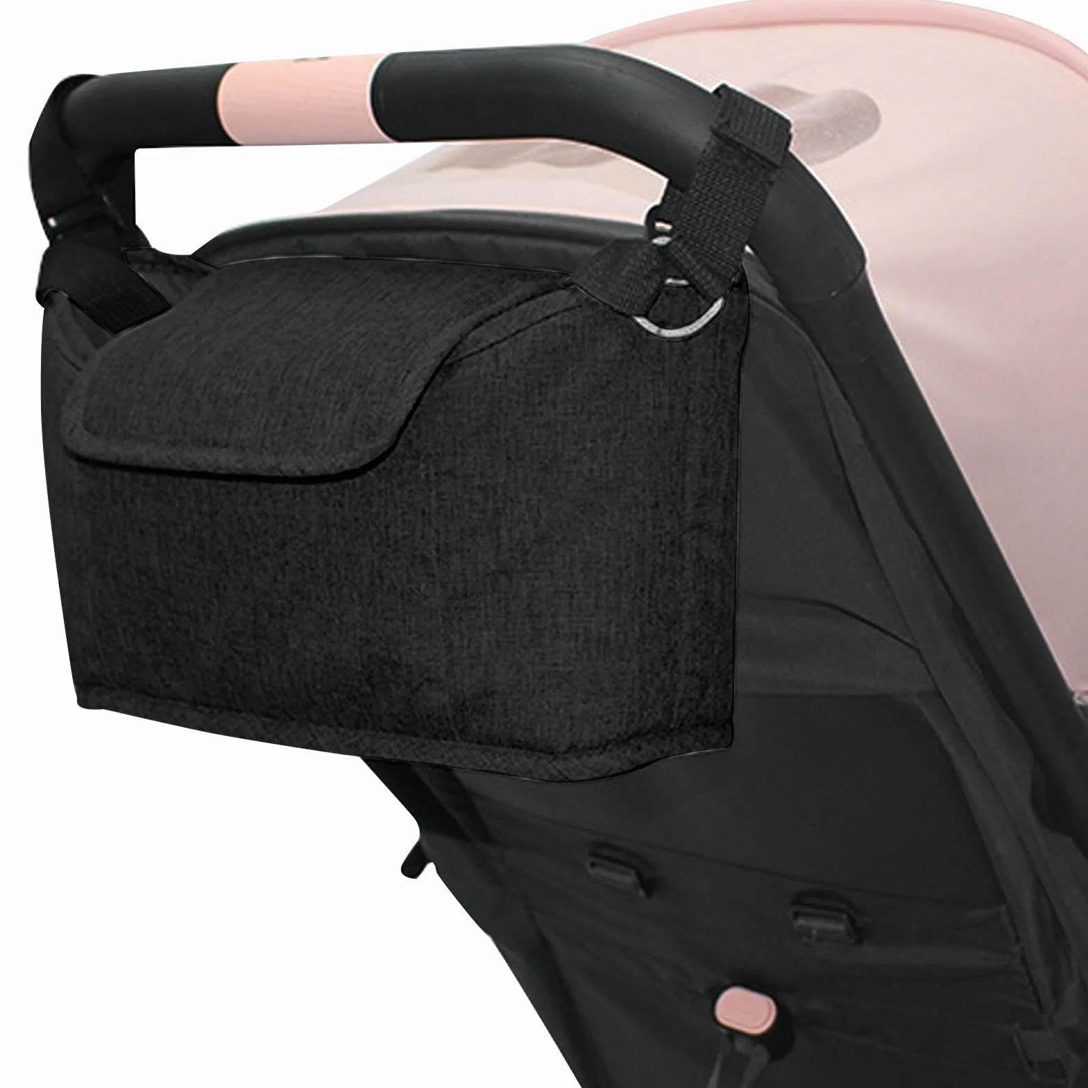 Borsa Organizer Universale Per Passeggino Neonato, Pram Bag Organizer Carrozzina Buggy Storage Bag, Multifunzione Borsa Cambio Neonato con Tracolla, Borsa per Neonati Biberon Pannolini (Nero)