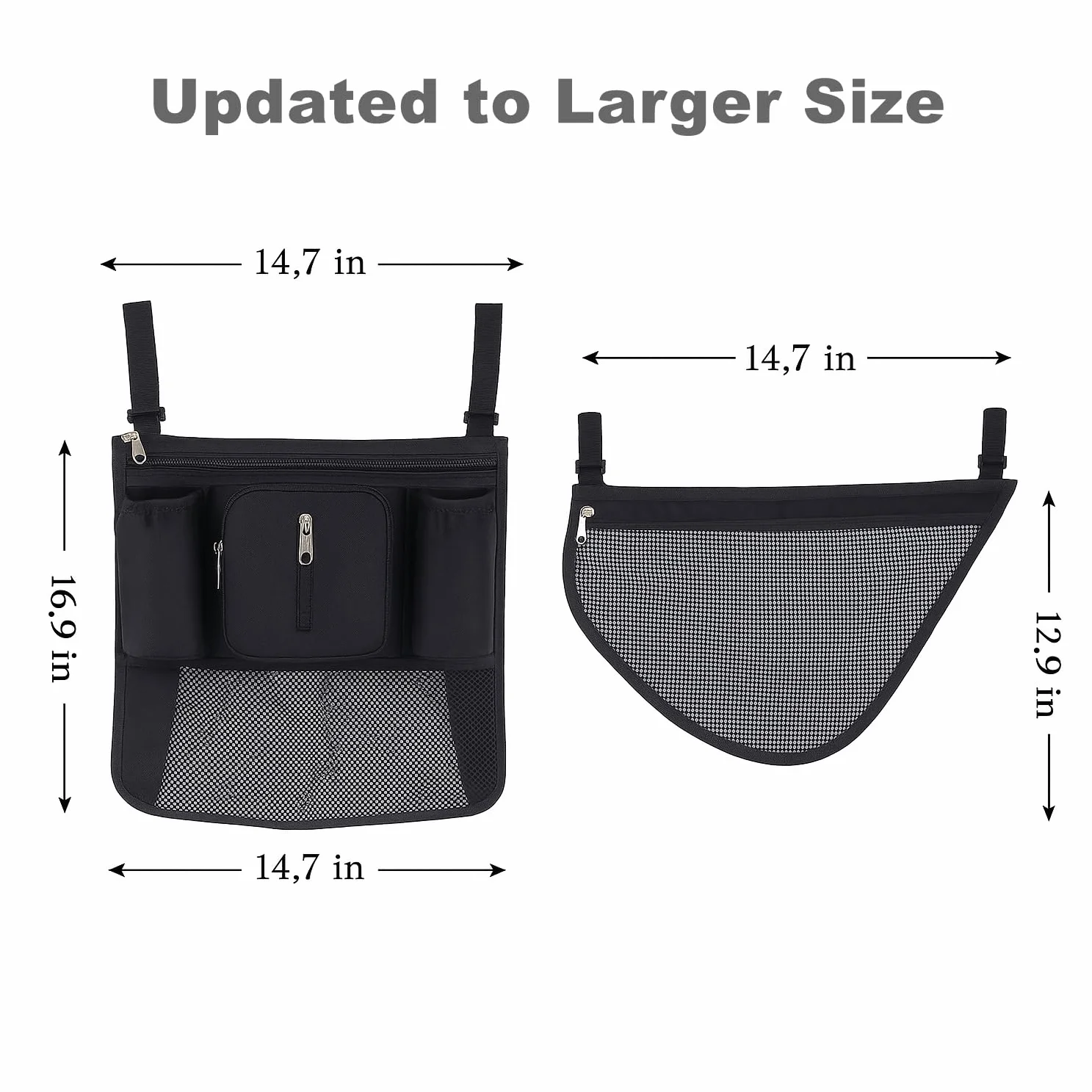 SUNVENO Organizer universale 2 in 1 per passeggino, portabicchieri isolati, tasca per telefono/polso con cerniera, tracolla laterale in rete, cinghie antiscivolo regolabili, si adatta alla maggior
