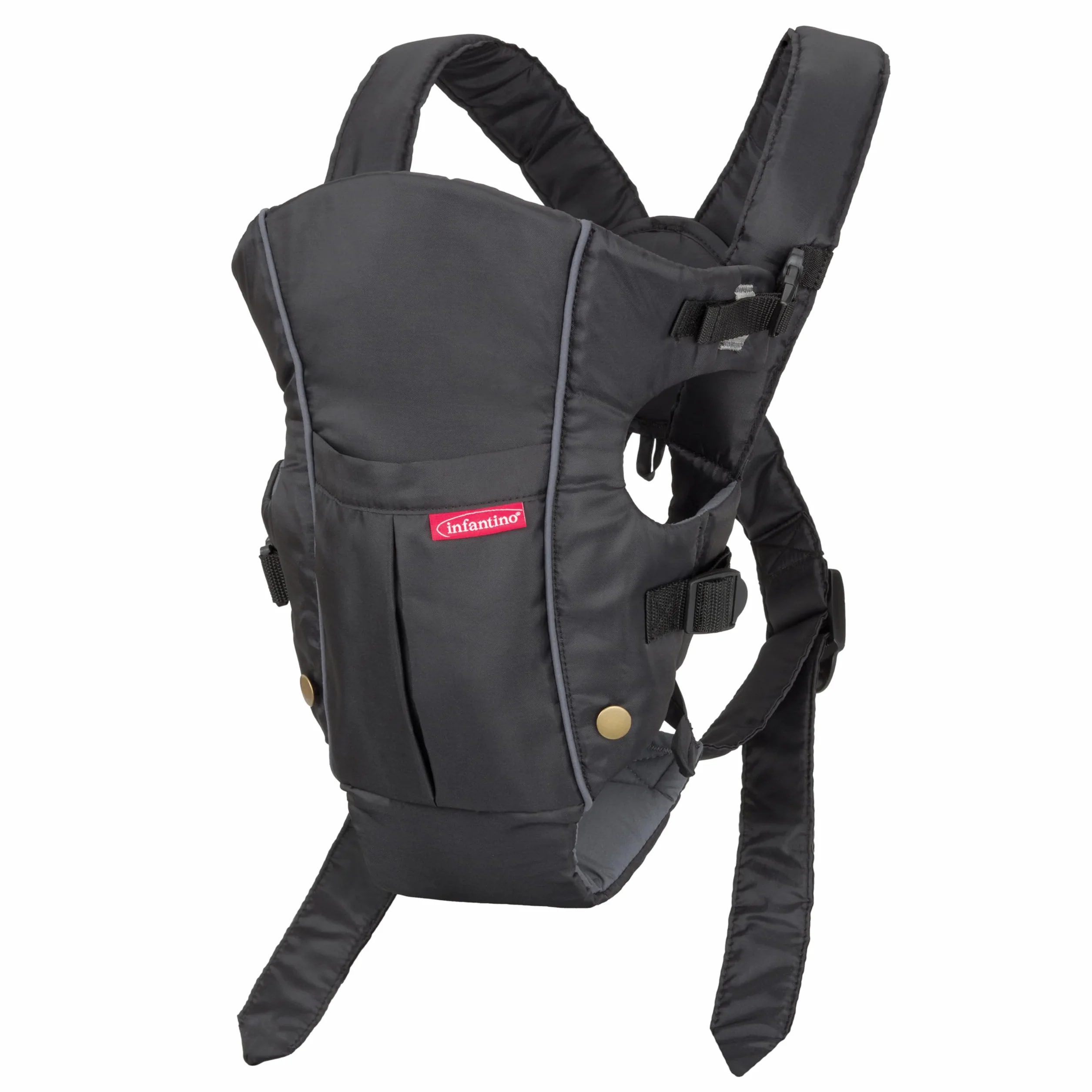 Infantino Swift Classic Marsupio - leggero e compatto, con bavaglino Clever Wonder Cover 2 in 1 e tasca esterna, per neonati e bambini da 8 a 25 libbre (3,6-11,3 kg).