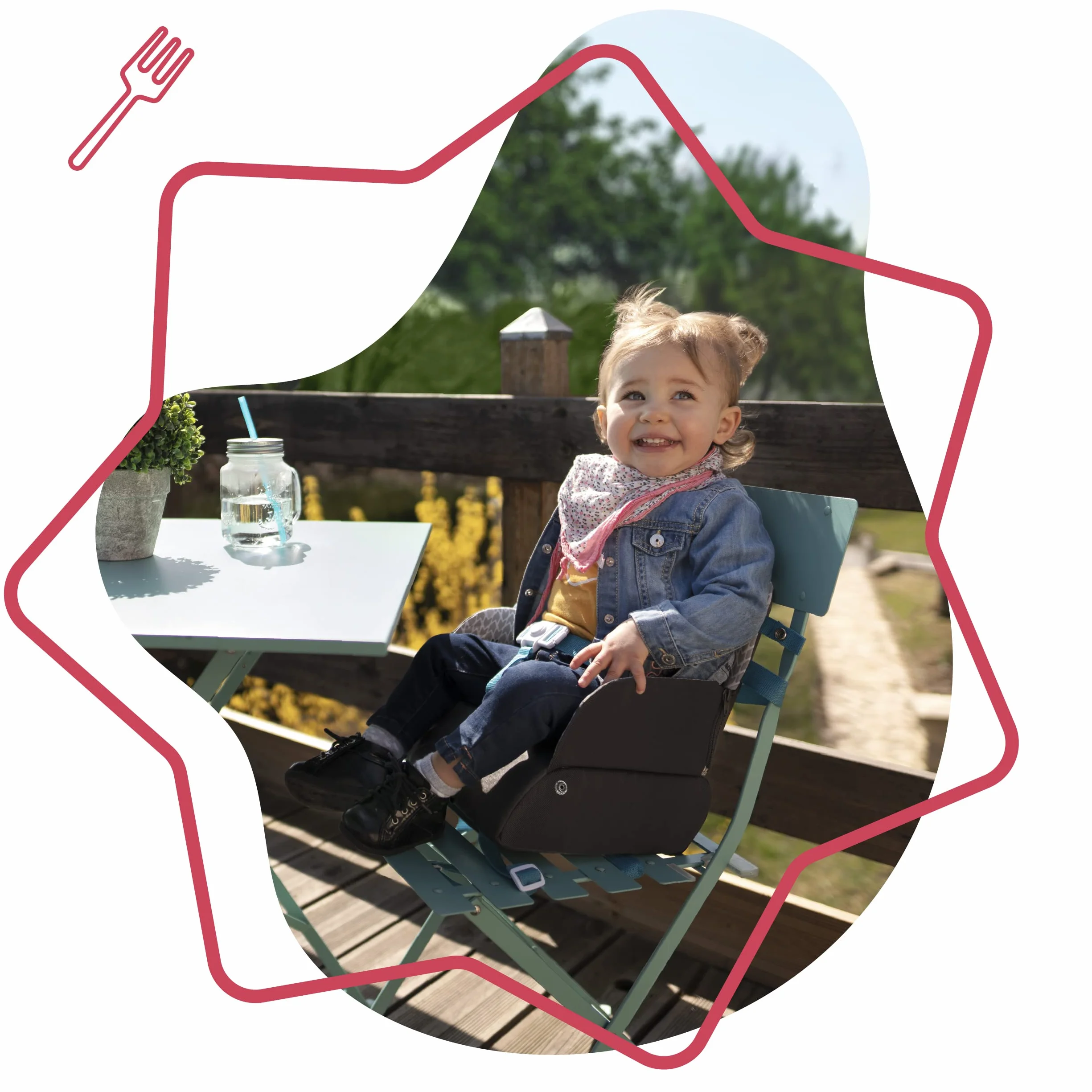 Badabulle Rialzo Sedia per Bambini Yummy Travel - Portatile, Leggero e universale -6-36 mesi d'età o un peso massimo di 15 kg