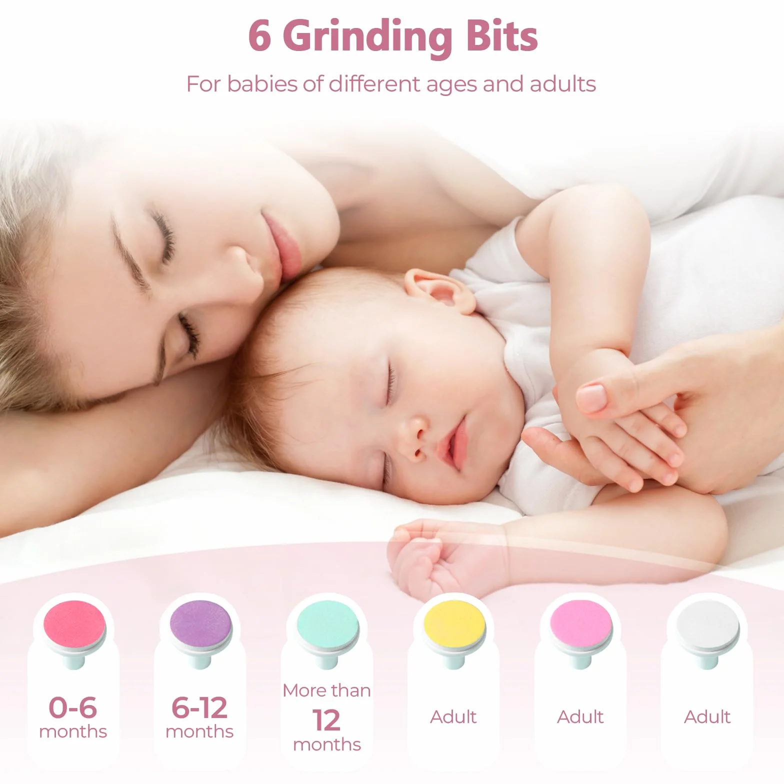 Lima Unghie Neonato Elettrica, Lima per Unghie Elettrica 6 in 1 per Bambini di Tutte le Età