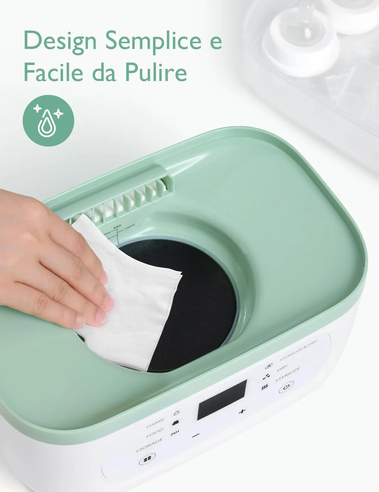 Momcozy Sterilizzatore Biberon Elettrico a Vapore 3-in-1 – Sterilizza, Asciuga e Riscalda, Elimina Molti Batteri Comuni In Vari Scenari d’Uso, Capacità 8 Biberon, Protezione Antigermi 24h