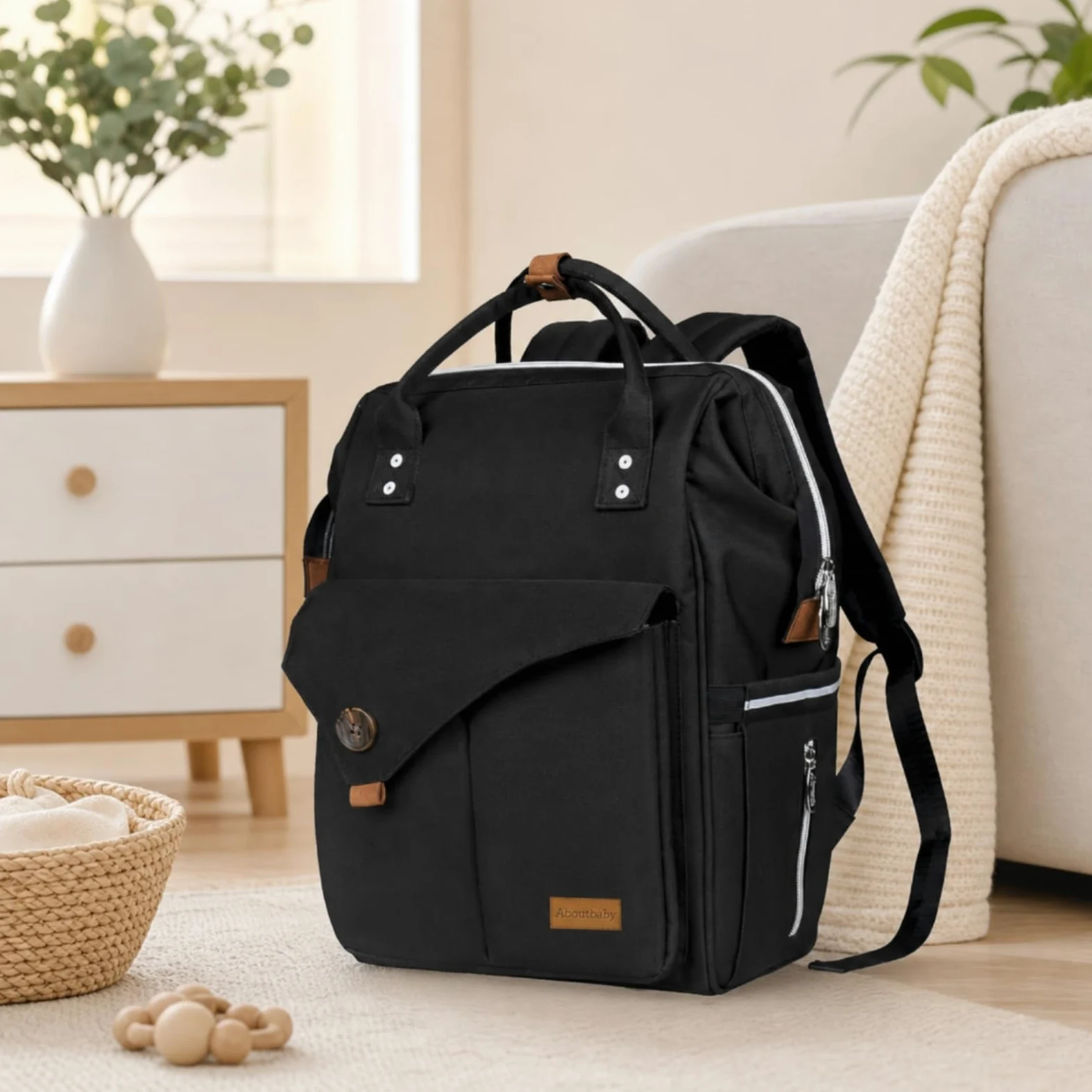 Zaino Fasciatoio Borsa Pannolini Zaino Neonato Zaino Maternità Borsa Cambio Impermeabile con Scomparti Dedicati Anteriore E Tasca Laterale Adatto a Nido Auto Passeggiate, Array, Grigio