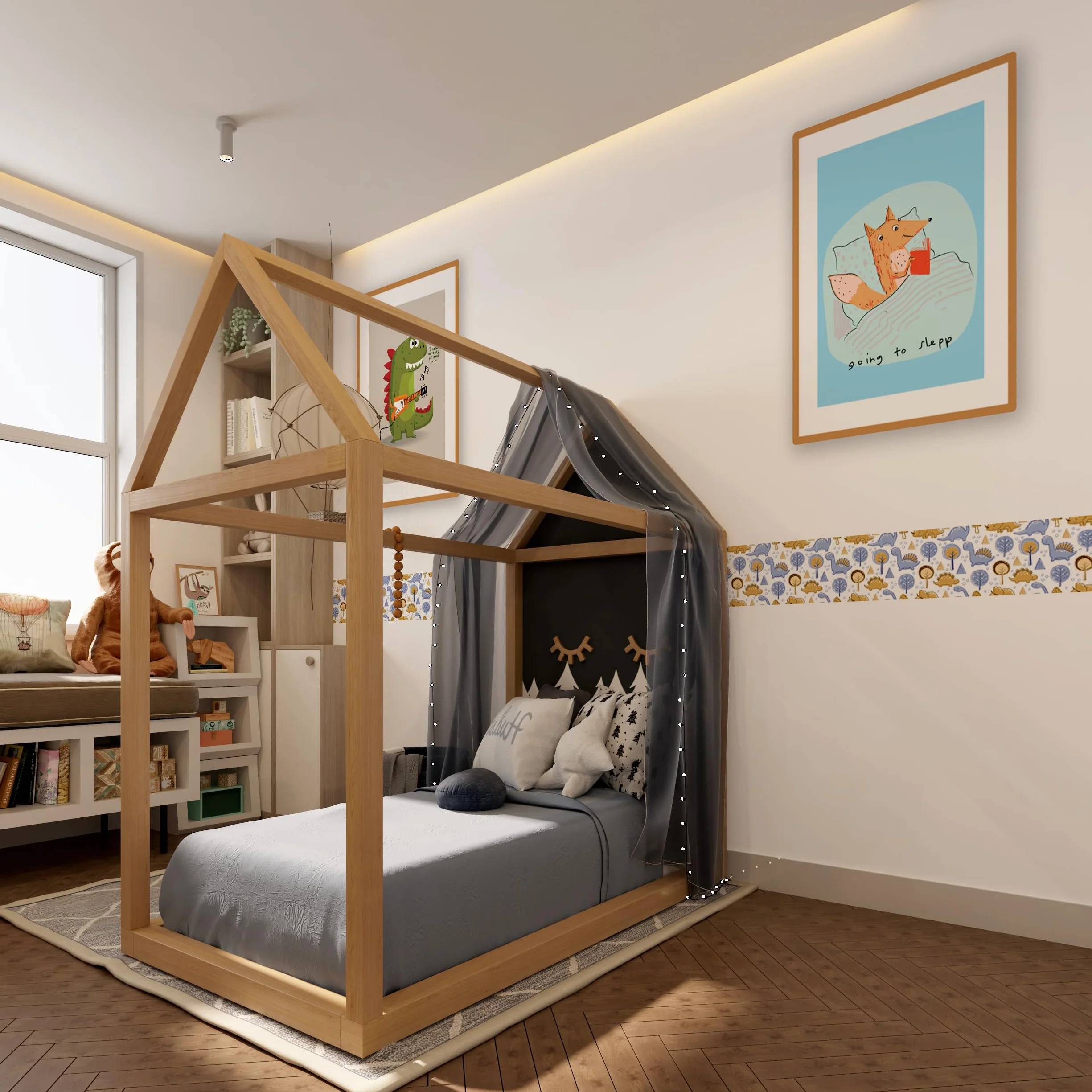 Bordo murale "Dinosauri" Greca decorativa per pareti cameretta bambini, adesivo riposizionabile e lavabile, facile applicazione e rimozione. Scopri la collezione