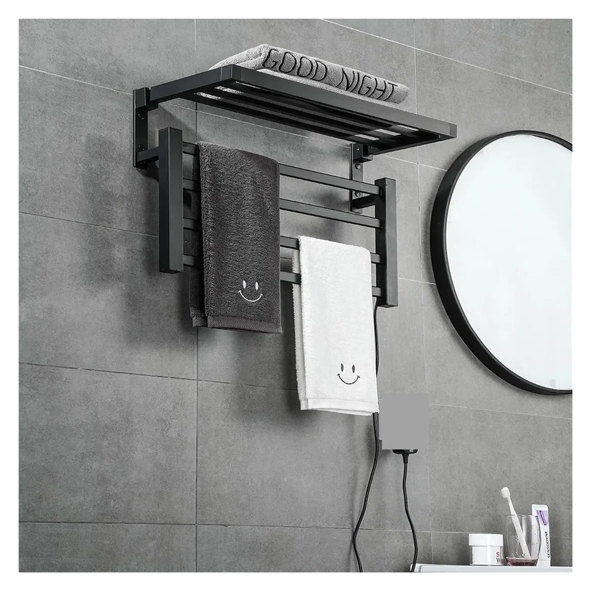 Scaldasalviette Elettrico for Bagno, Scaldasalviette Riscaldante, Portasciugamani Riscaldato, for Accessori da Bagno Sicuro Efficace(Right,White SOM0402)