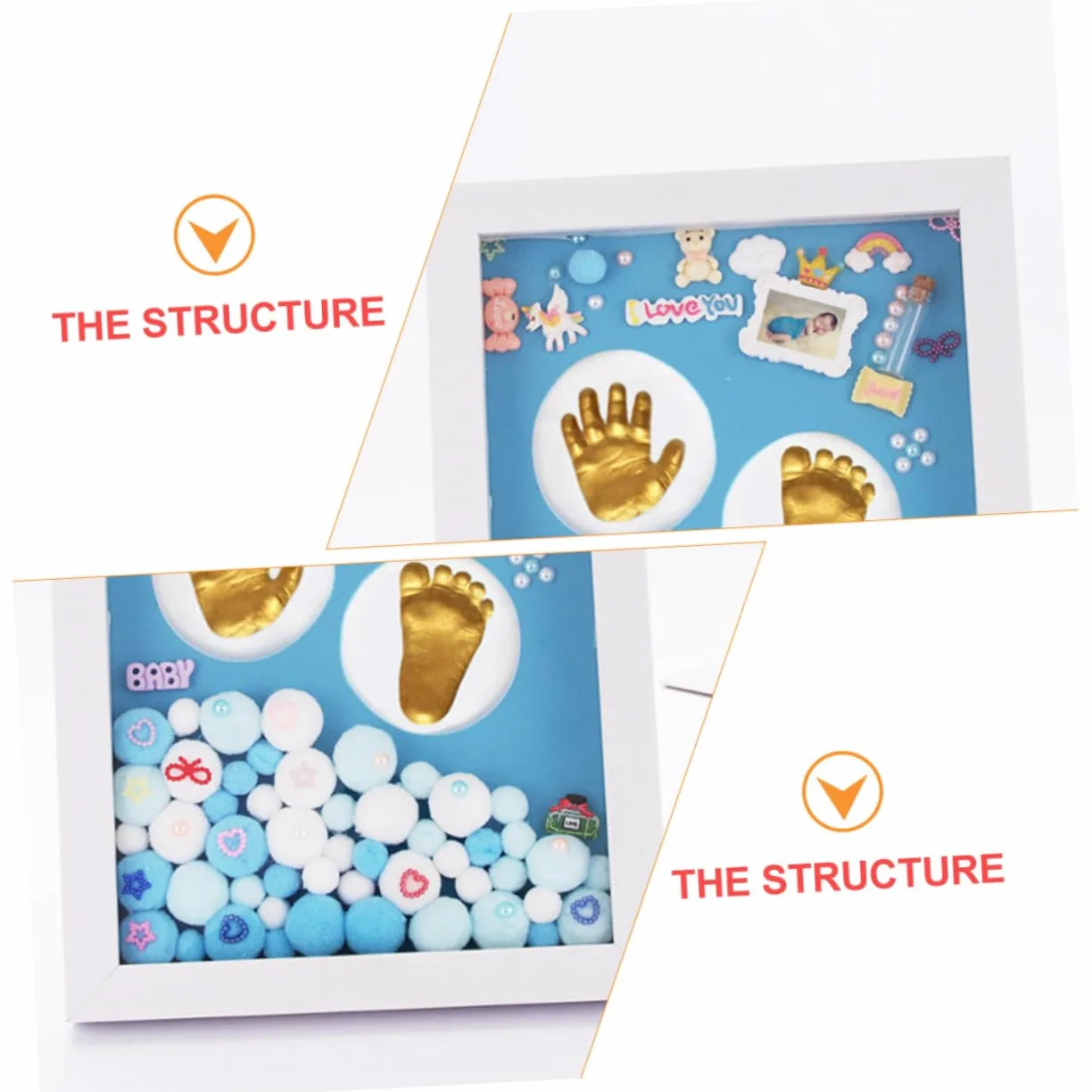 iplusmile Kit Nascita Cornice per Foto Milestone Impronte Mano e Piede in Acrilico Oro per Bambina Regalo Originale e Decorazione Muro
