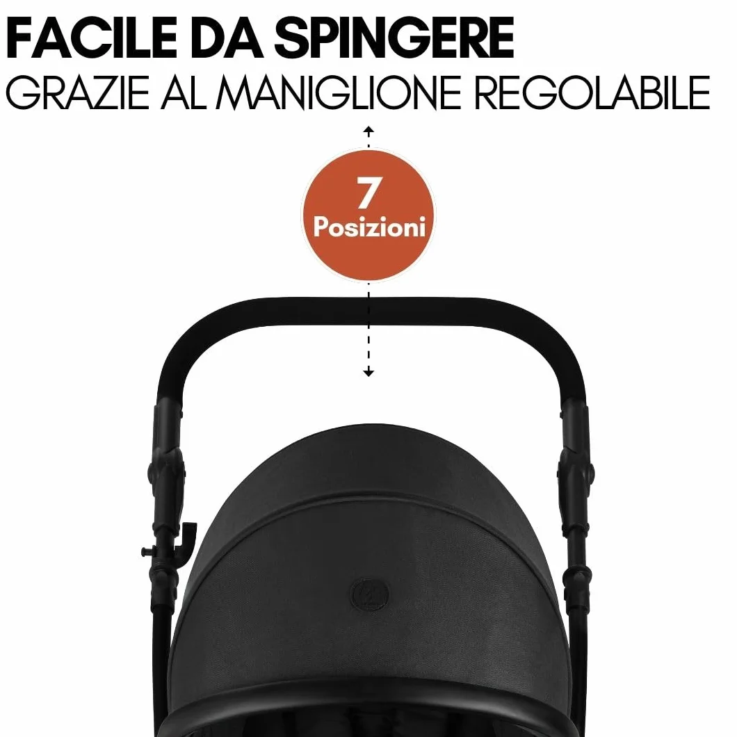 hauck Passeggino Gemellare Duett 4 - Passeggino Doppio per 2 Bambini, Fino a 36Kg, con Coprigambe e Parapioggia - Seduta Convertibile in Navicella Neonato - Nero