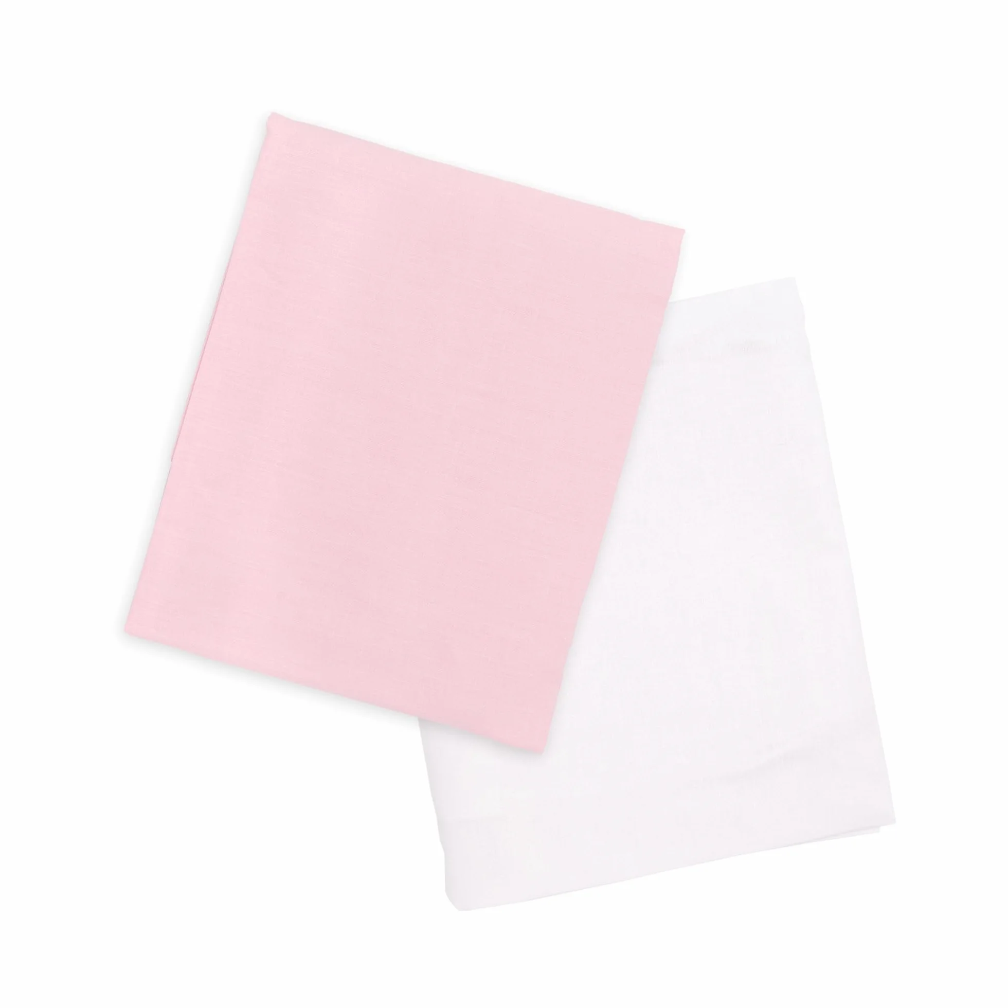 Ti TIN Confezione da 2 Lenzuola con Angoli per Culla 100% Cotone | Set di 2 Lenzuola Regolabili con Elastici, 60x120 cm, 1 Lenzuolo Bianco + 1 Lenzuolo Rosa | 100% cotone, gommato, traspirante e morbido, facile da pulire, adatto all'asciugatrice