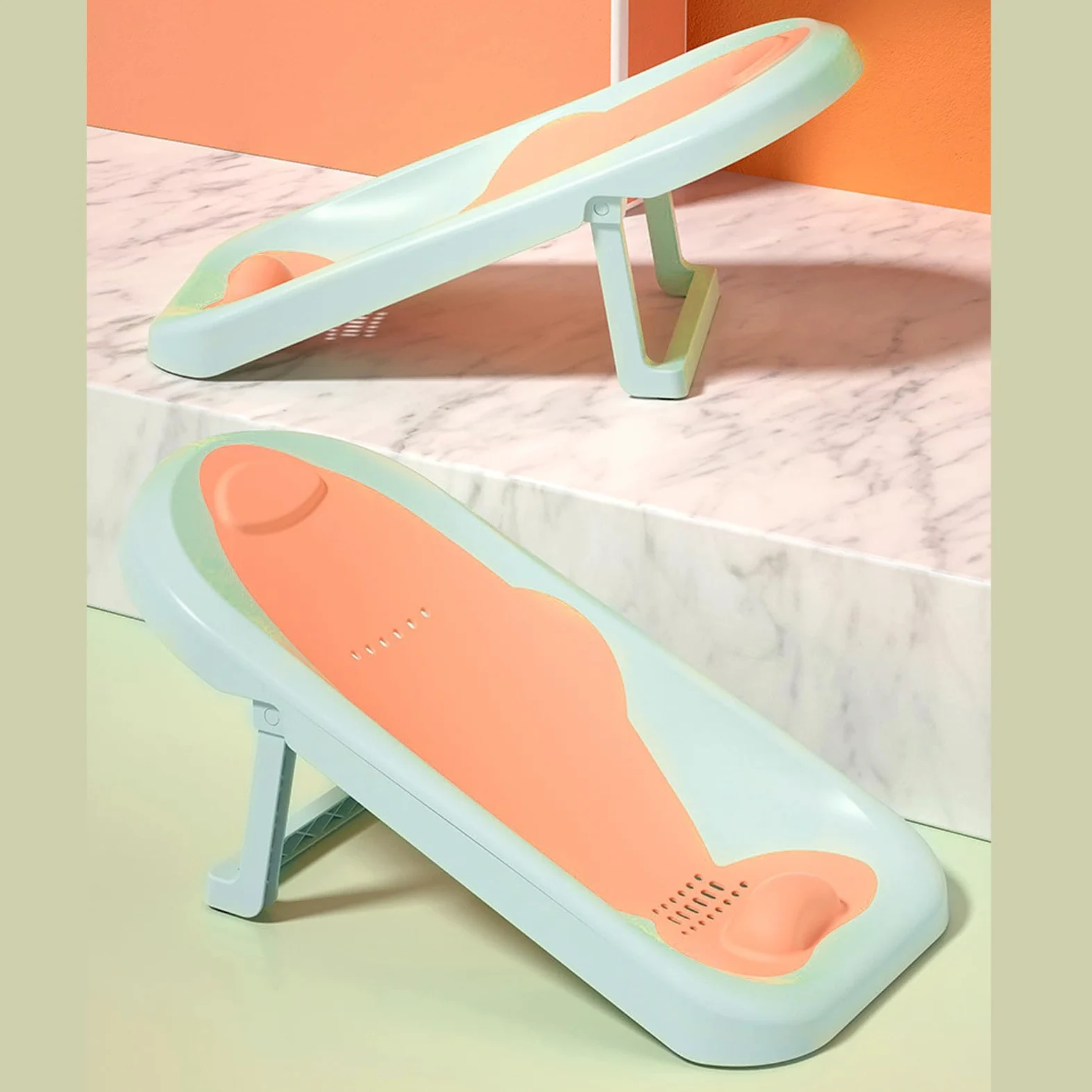 Supporto per Seggiolino per Bagnetto, Supporto per Bagnetto Ergonomico Pieghevole per Lavandino per Neonato (Verde Matcha)