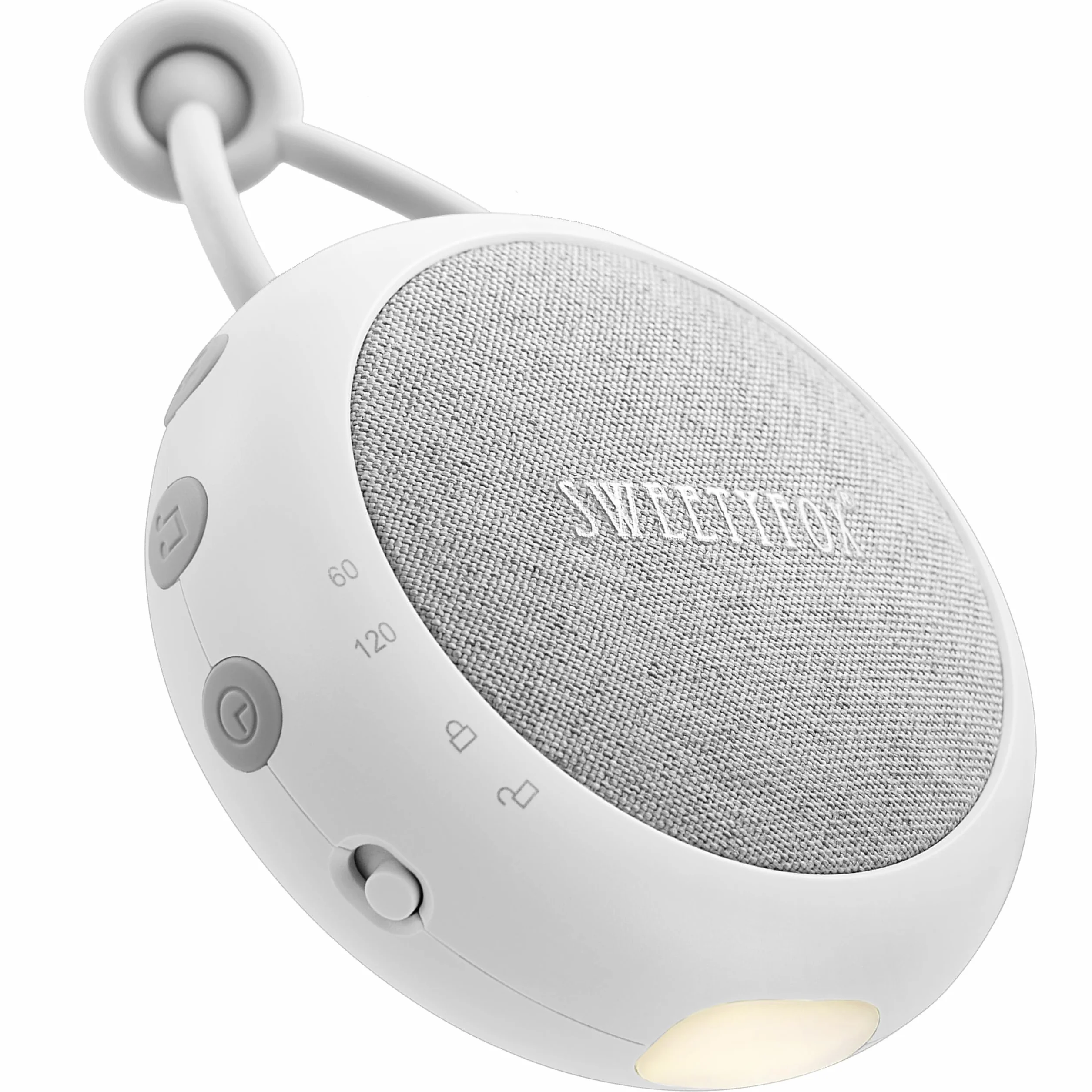 Sweety Fox Rumori Bianchi per Neonato - Bianco - Ninna Nanna, Luce Notturna, 15 Suoni, Ricaricabile USB