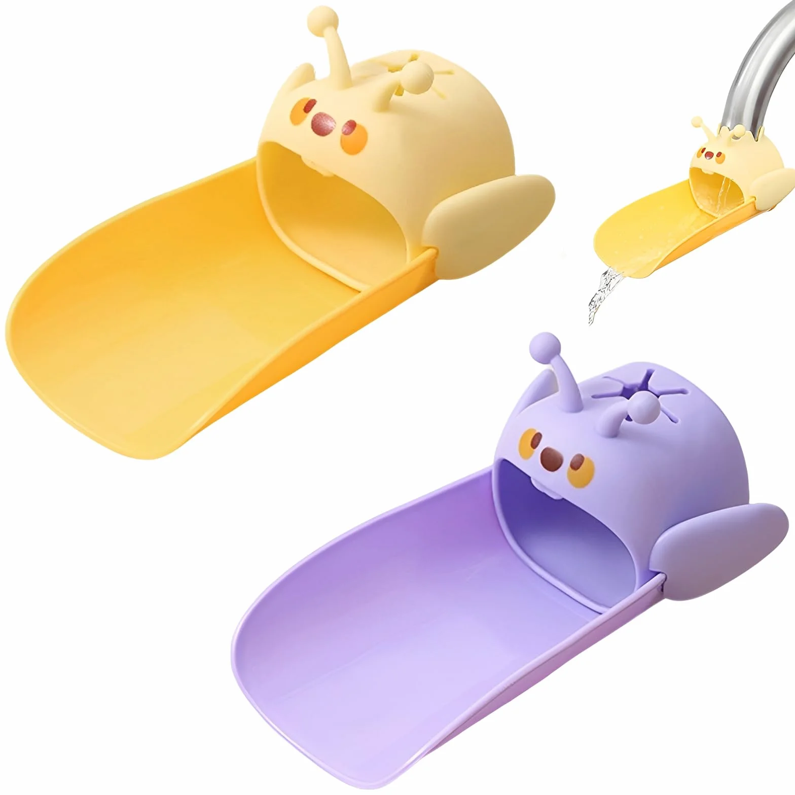 2 Pezzi Estensione Rubinetto Bambini con Design Ape, Prolunga Silicone per Rubinetto per Lavabo, Lavandino e Cucina
