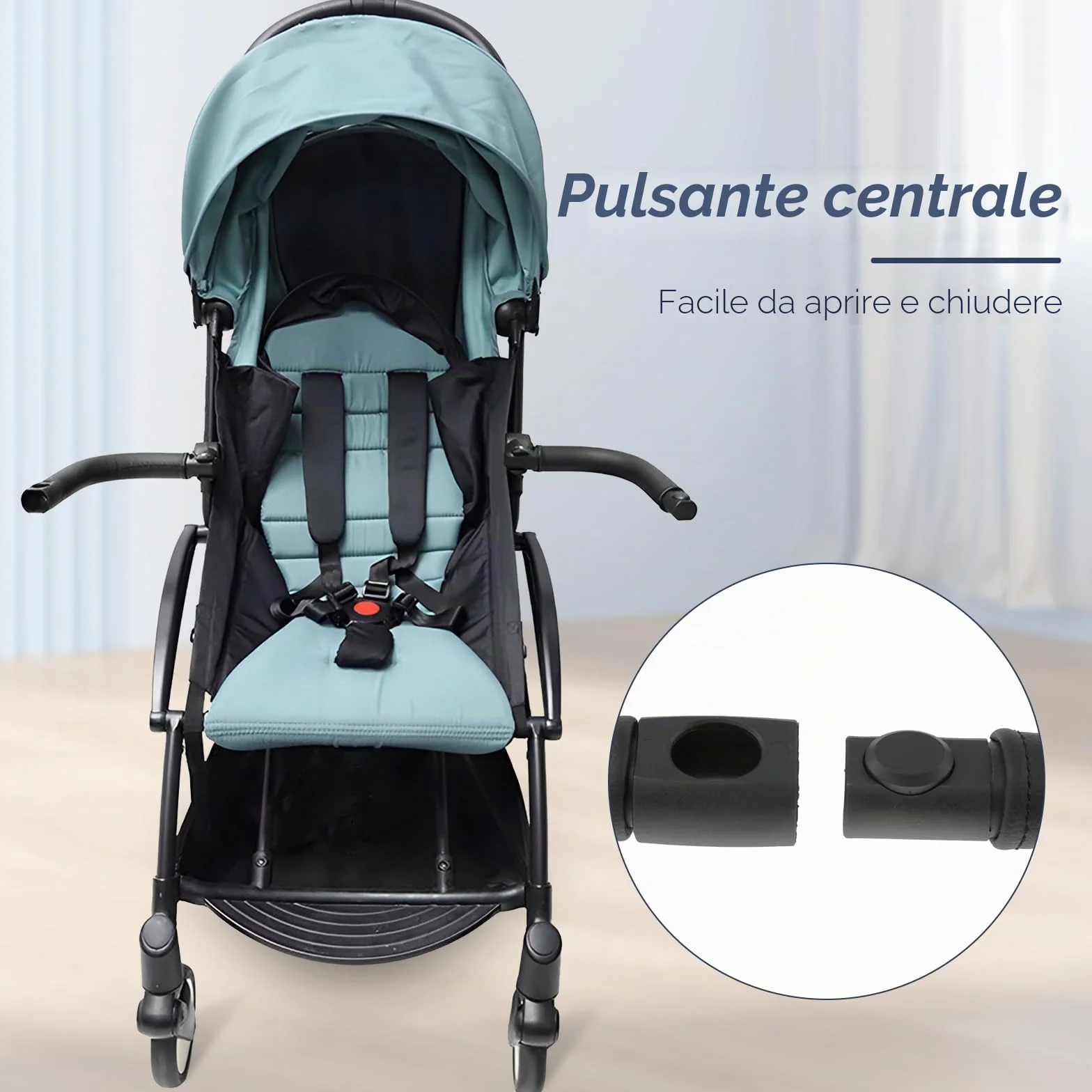 Manicotto Paracolpi per Passeggino con Angolo Regolabile, Maniglione Multifunzionale per Passeggino, Barra Trasversale Rimovibile per Passeggino per Bambini