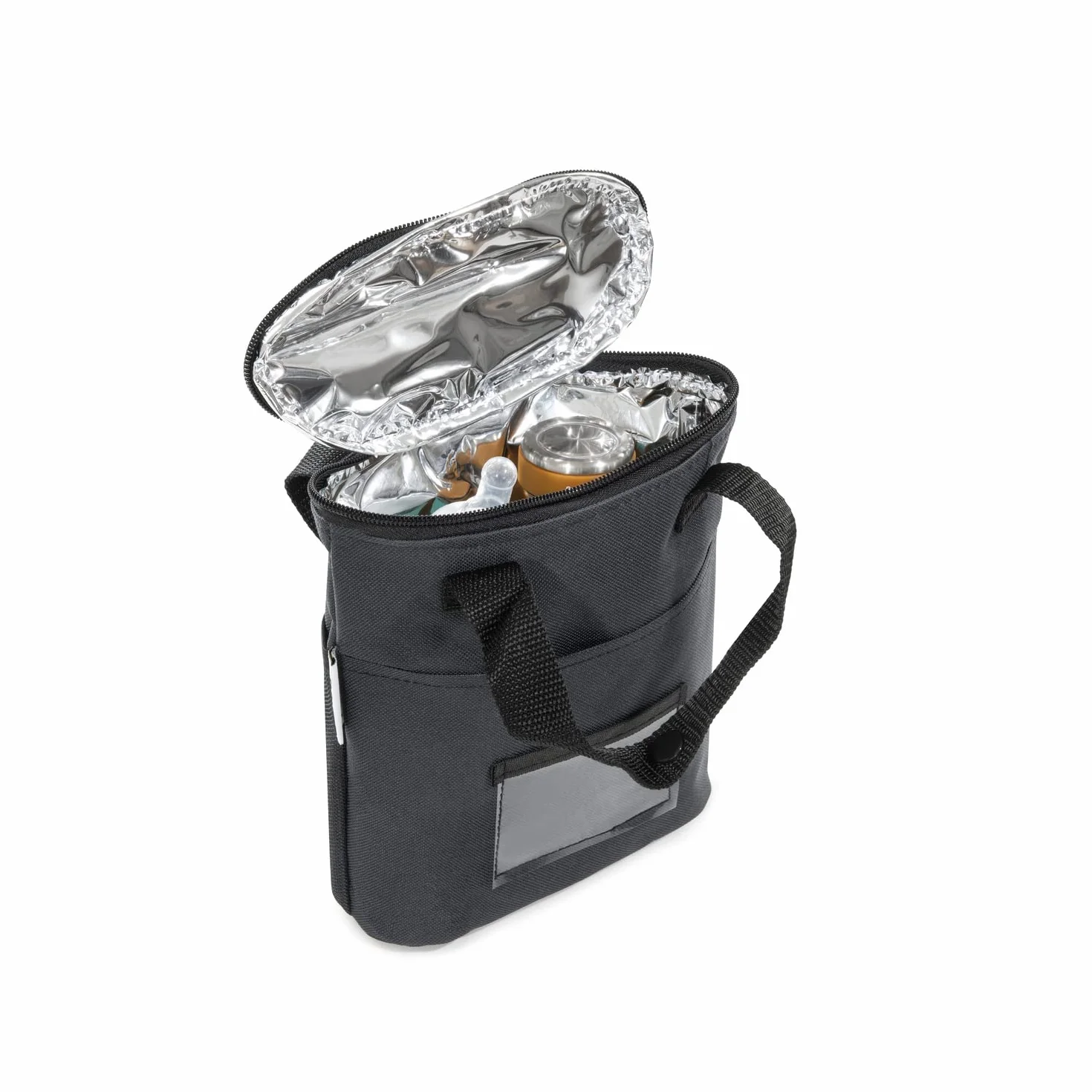 hauck Refresh Me 2, Nero - Borsa Termica Biberon e Bottiglie, Custodia Doppia 10 x 19 x 23 cm, Isolata per Caldo e Freddo, con Tasca Rete e Gancio per Passeggino, Accessorio Neonato da Viaggio