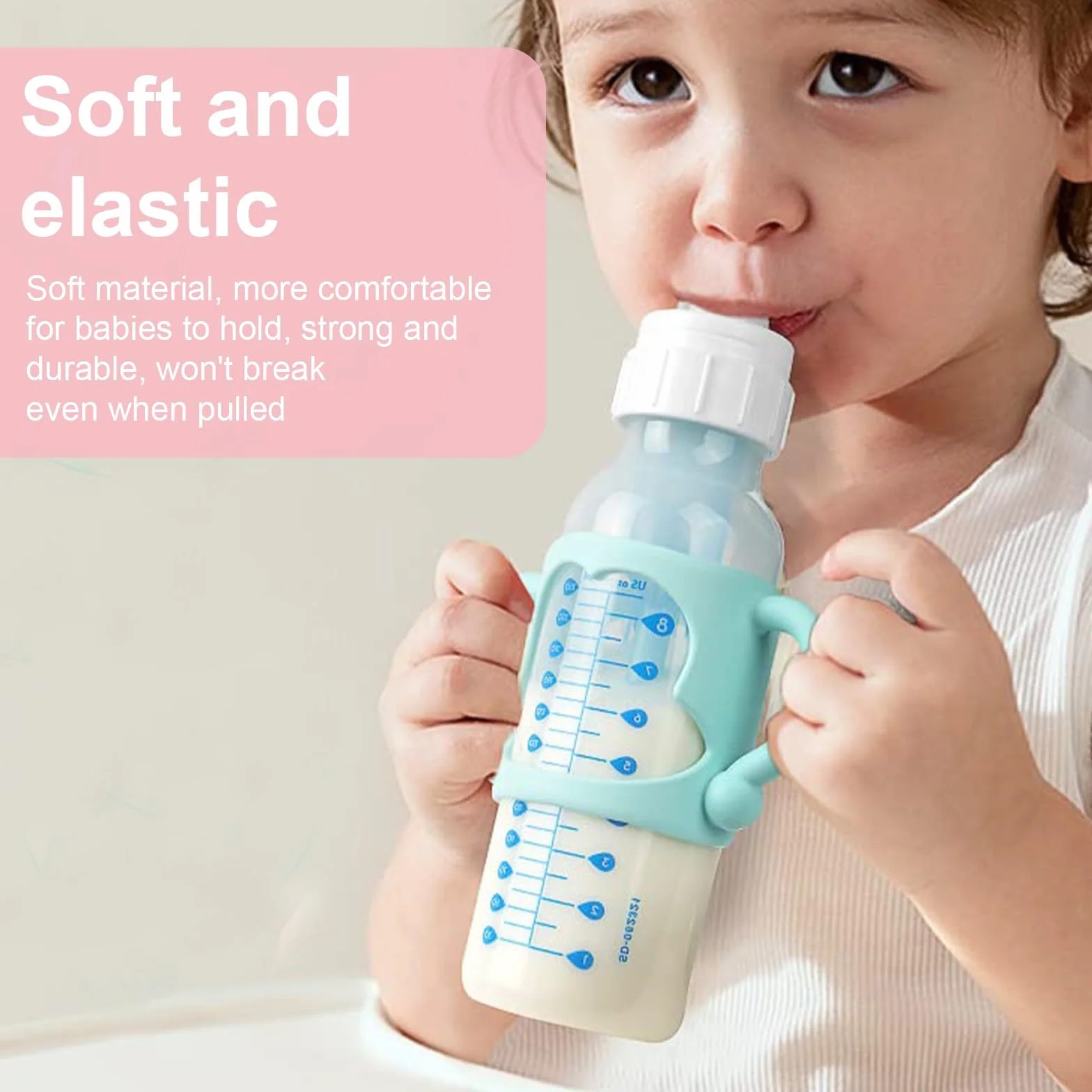 2 Pezzi Manici per Biberon, Maniglia per Bottiglia di Ampio Calibro, Impugnatura per Biberon Silicone, Baby Feeding Portaborraccia, per Biberon con Diametro Esterno Superiore a 5cm, per tenere