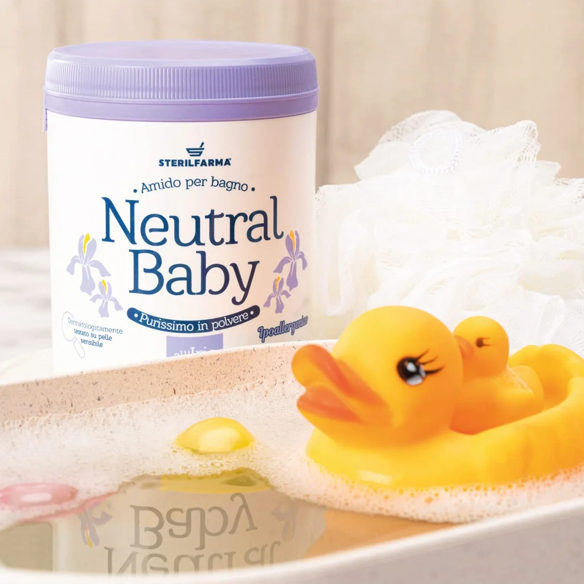 Neutral Baby è Amido di riso in polvere - per un bagnetto SOFFICE E BELLISSIMO. Per la cura e la detersione della pelle delicata e sensibile fin dalla nascita. (Rosa)