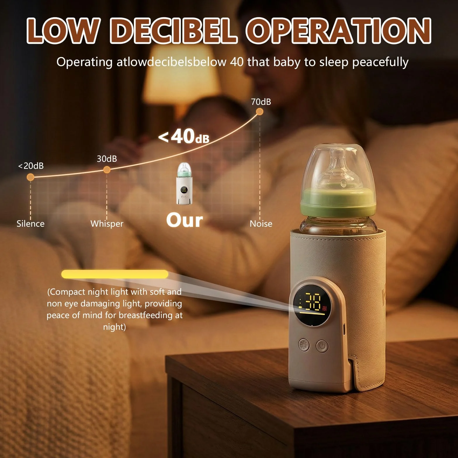 Scaldabiberon Portatile Senza Fili, Scaldabiberon USB con Display LCD Scaldabiberon Regolabile a 6 Velocità, 8000mAh Scalda Biberon Neonato Portatile, Scaldabiberon Baby USB per Viaggi, Aereo e Auto