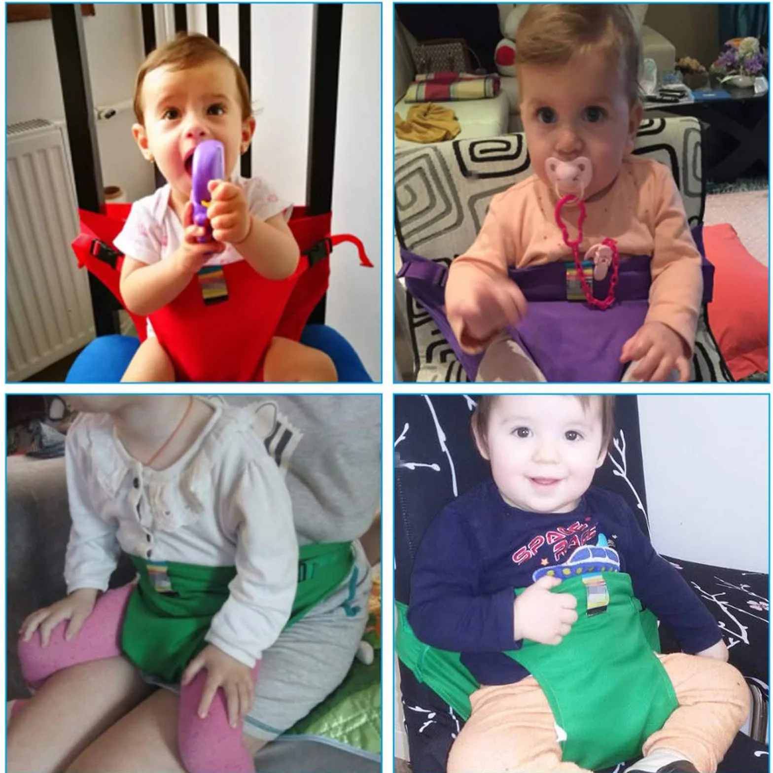 Lychee seggiolini di sicurezza per bambini con cinghie, cintura di sicurezza per seggiolino da alimentazione portatile per viaggi/casa/ristoranti/shopping (Viola)