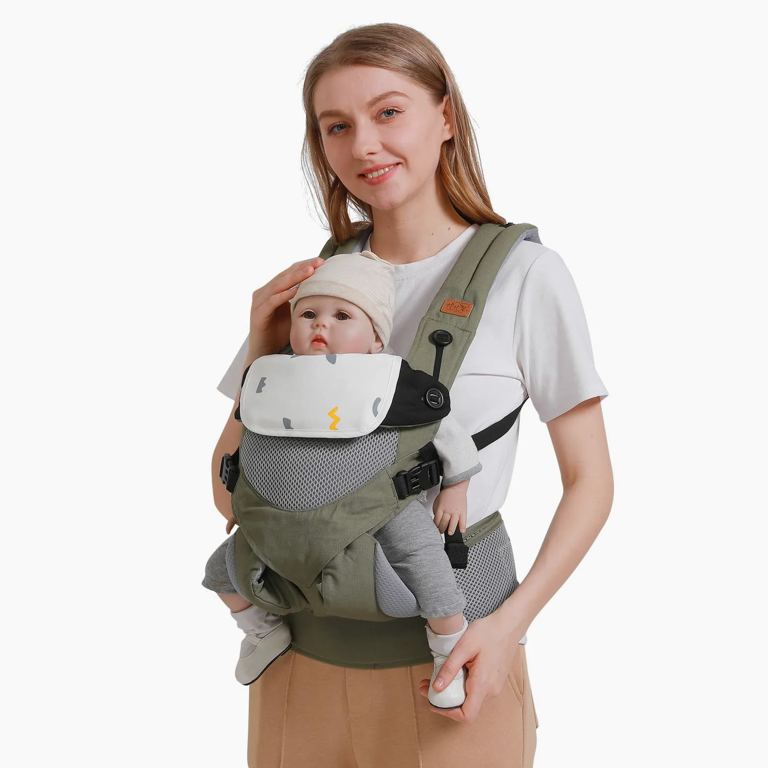 SONARIN 3-in-1 Marsupio Neonati Traspirante,Portantina Bebè Leggero Multifunzione Porta Bambino Ergonomico,Regolabile per Neonati e Bambini 3-48 Mesi,Tutte le Posizioni(Verde)