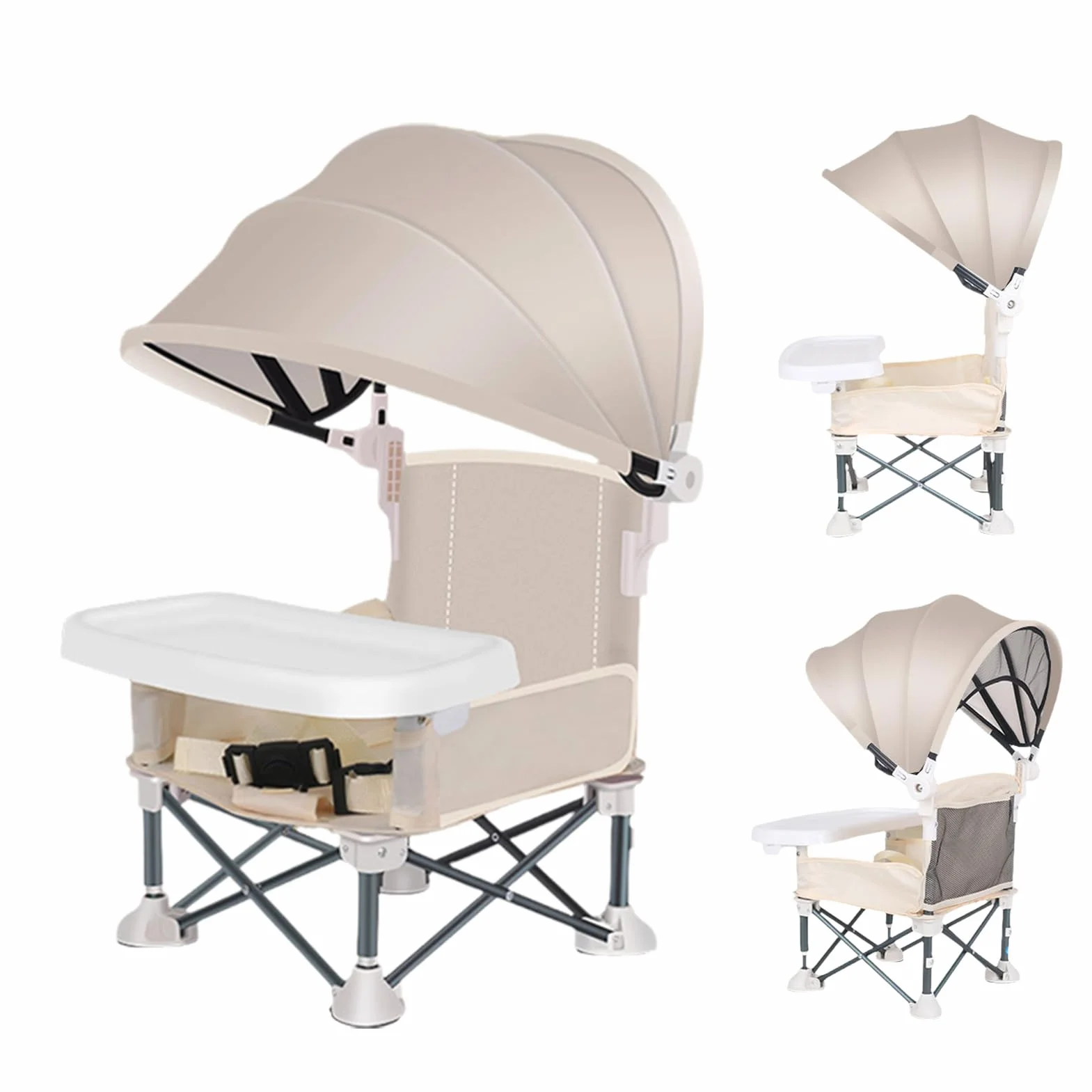 Seggiolino Portatile per Bambini - Seggiolino da Viaggio con Vassoio per Pasti | Sedia Pieghevole Con Copertura Per Esterno Casa Giardino Spiaggia Viaggi Picnic