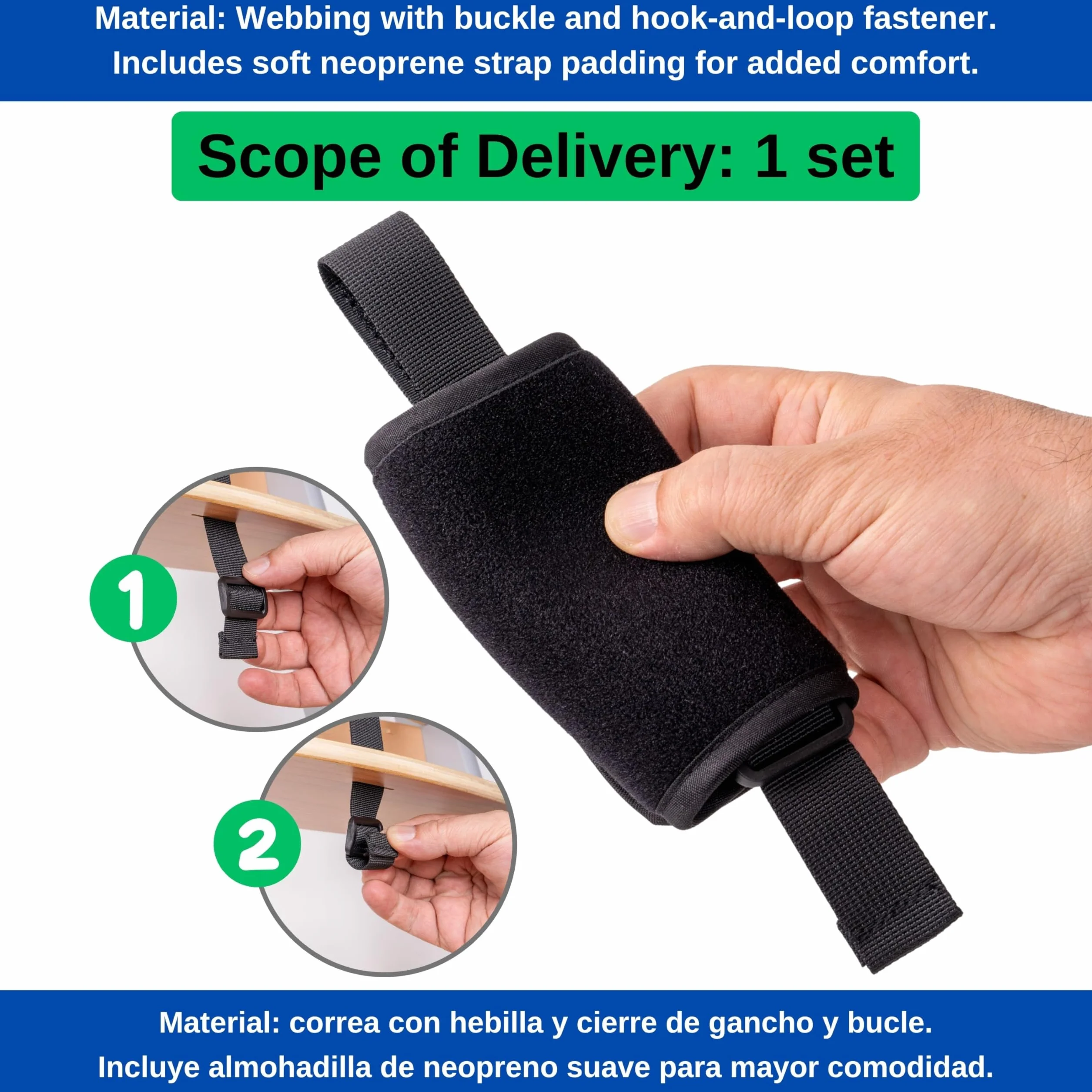 Cinghia inguinale con protezione per cintura per seggiolone, confezione da 2, in nero, cinghie per cintura compatibili con Hauck Alpha Beta, Stokke Tripp Trapp, roba e molti altri