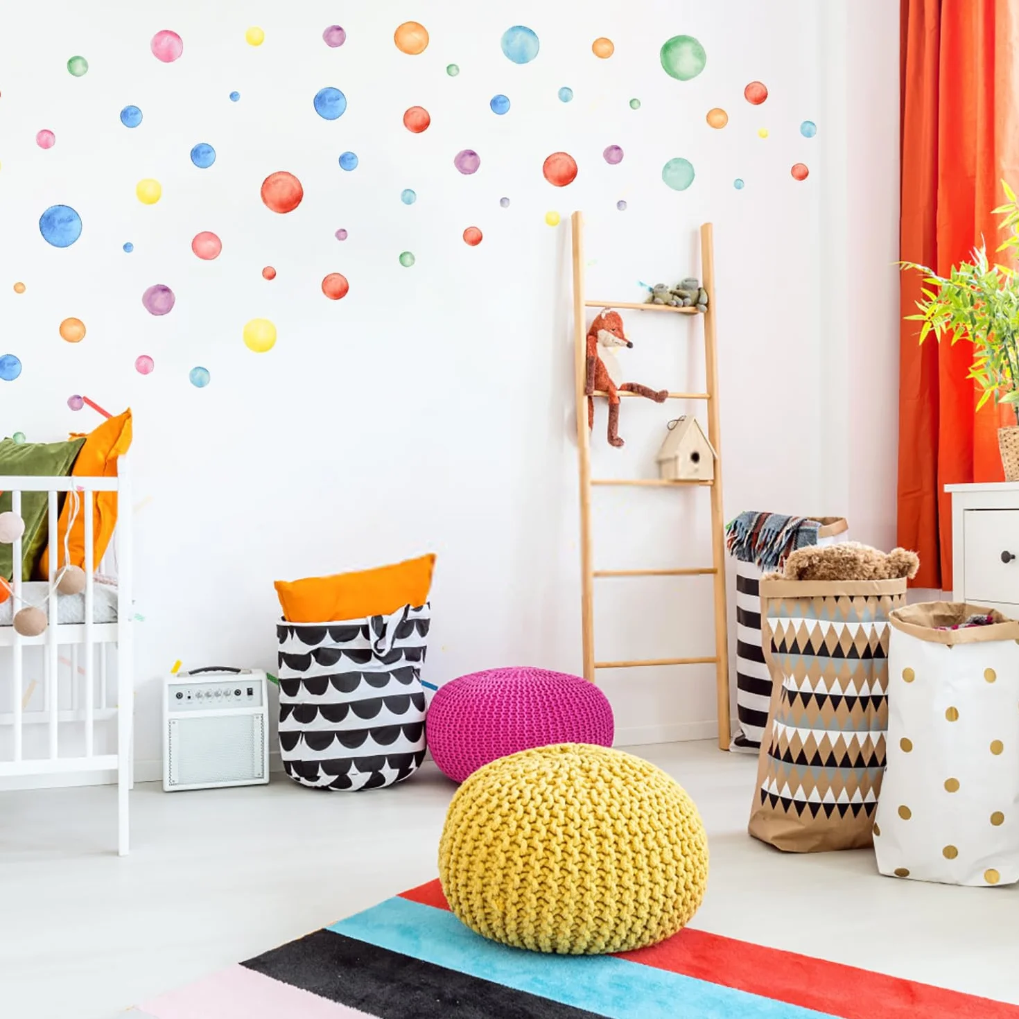 194 Pezzi Punti Adesivo Murale Acquerello,Acquerello Punti Adesivo da Parete Adesivo Murale Pois Colorate per Cameretta dei Bambini Ragazza Camera da Letto Asilo Nido Festa Decor