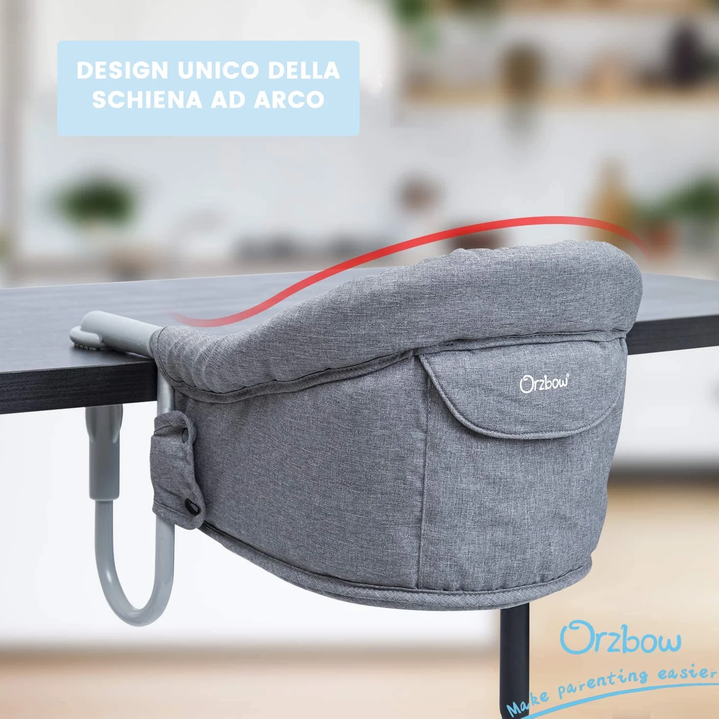 Orzbow Seggiolino da Tavolo per Bambini, Sedia da Tavolo per Bambini con Imbracatura a 5 Punti, Tappetini per l'imbottitura della Tracolla, Facile da Trasportare,per l'uso Domestico e Viaggi, Grigio