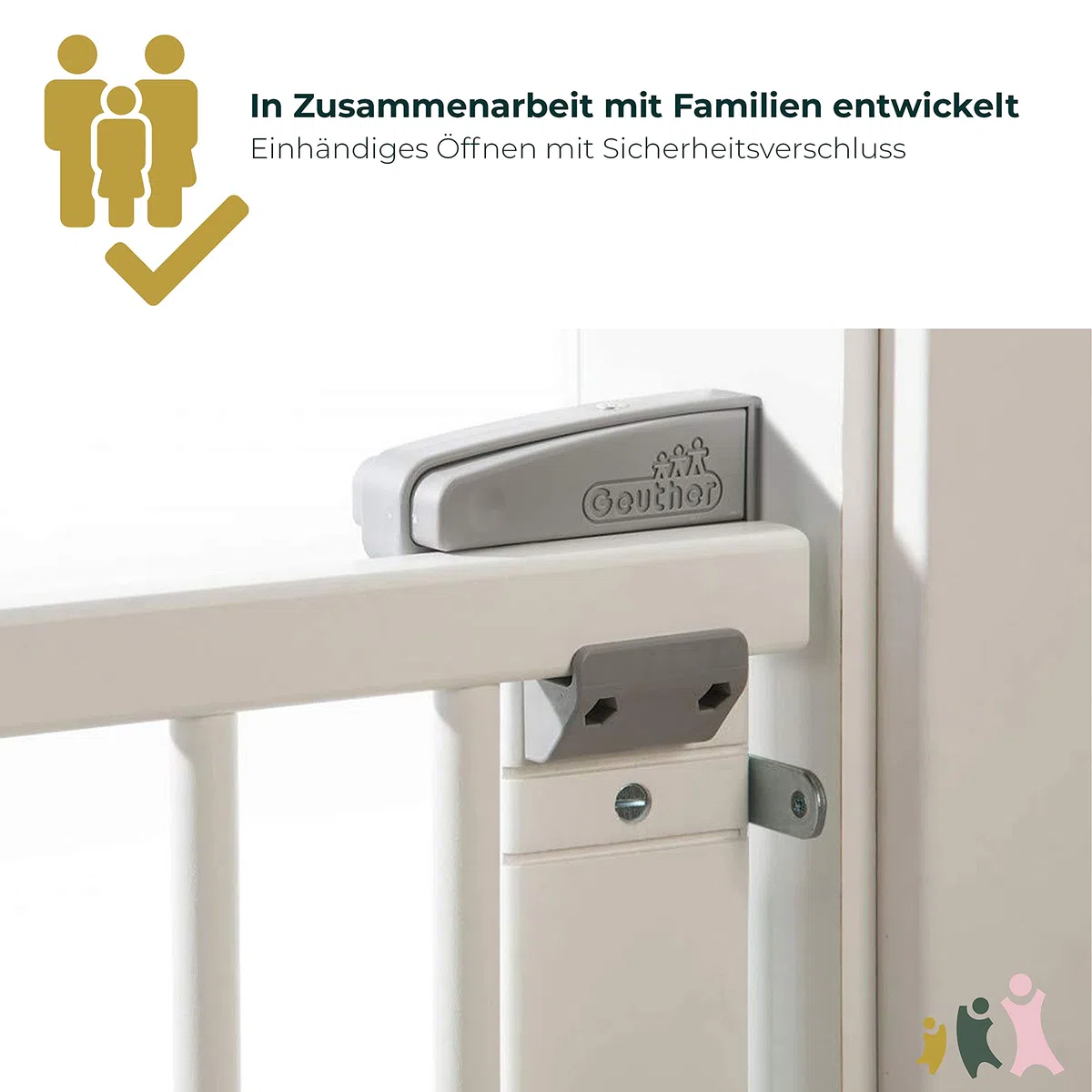 Geuther 2734 Barrière de sécurité pivotante Protection escalier Adaptation: 86 cm - 133 cm Barrière de porte à percer Barrière haute pour bébé réglable fermeture de sécurité Blanc