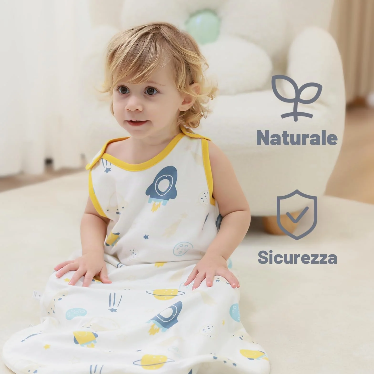 Mosebears Sacco Nanna in Morbido Cotone per Neonati 0-6 mesi 0,5 Tog con Cerniera a Doppio Cursore per Facilitare il Cambio del Pannolino Stampe Graziose