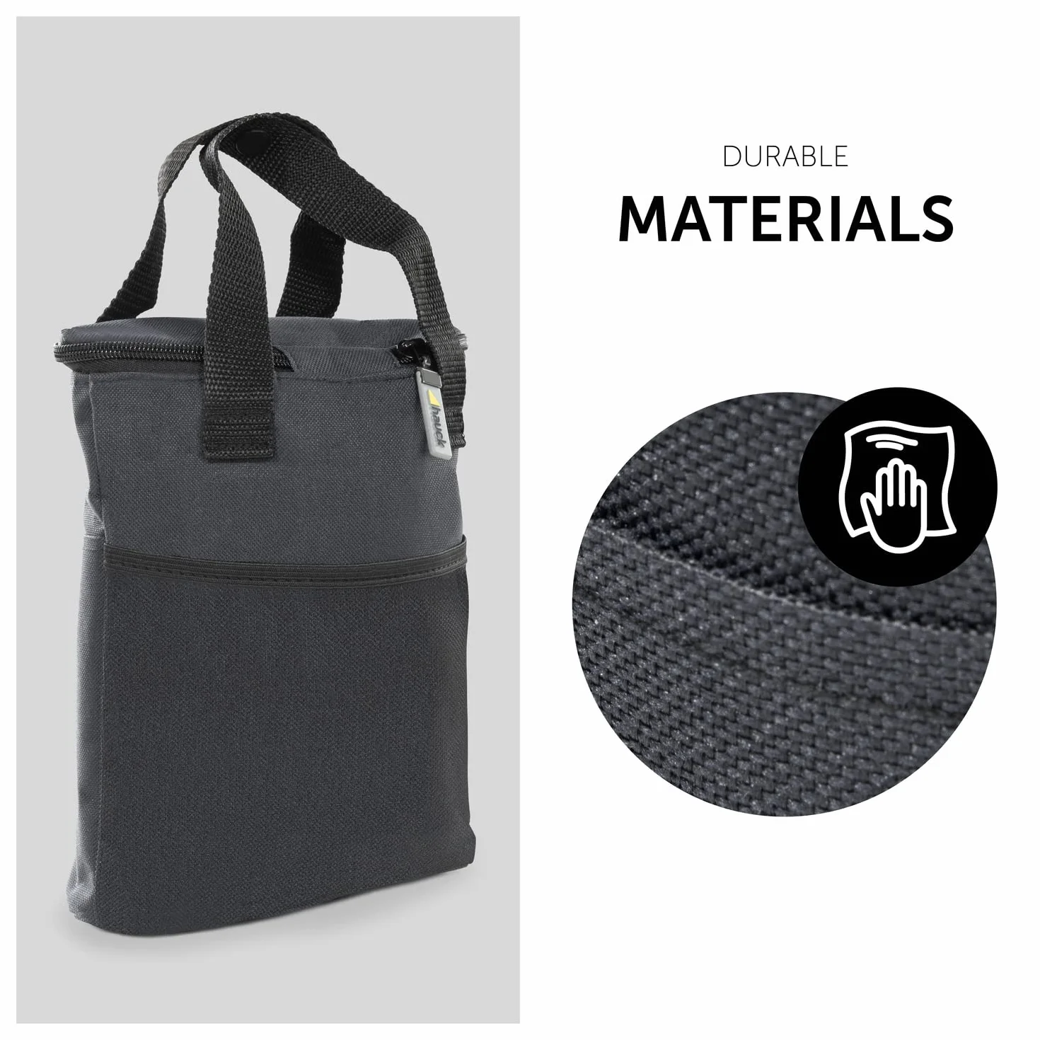 hauck Refresh Me 2, Nero - Borsa Termica Biberon e Bottiglie, Custodia Doppia 10 x 19 x 23 cm, Isolata per Caldo e Freddo, con Tasca Rete e Gancio per Passeggino, Accessorio Neonato da Viaggio