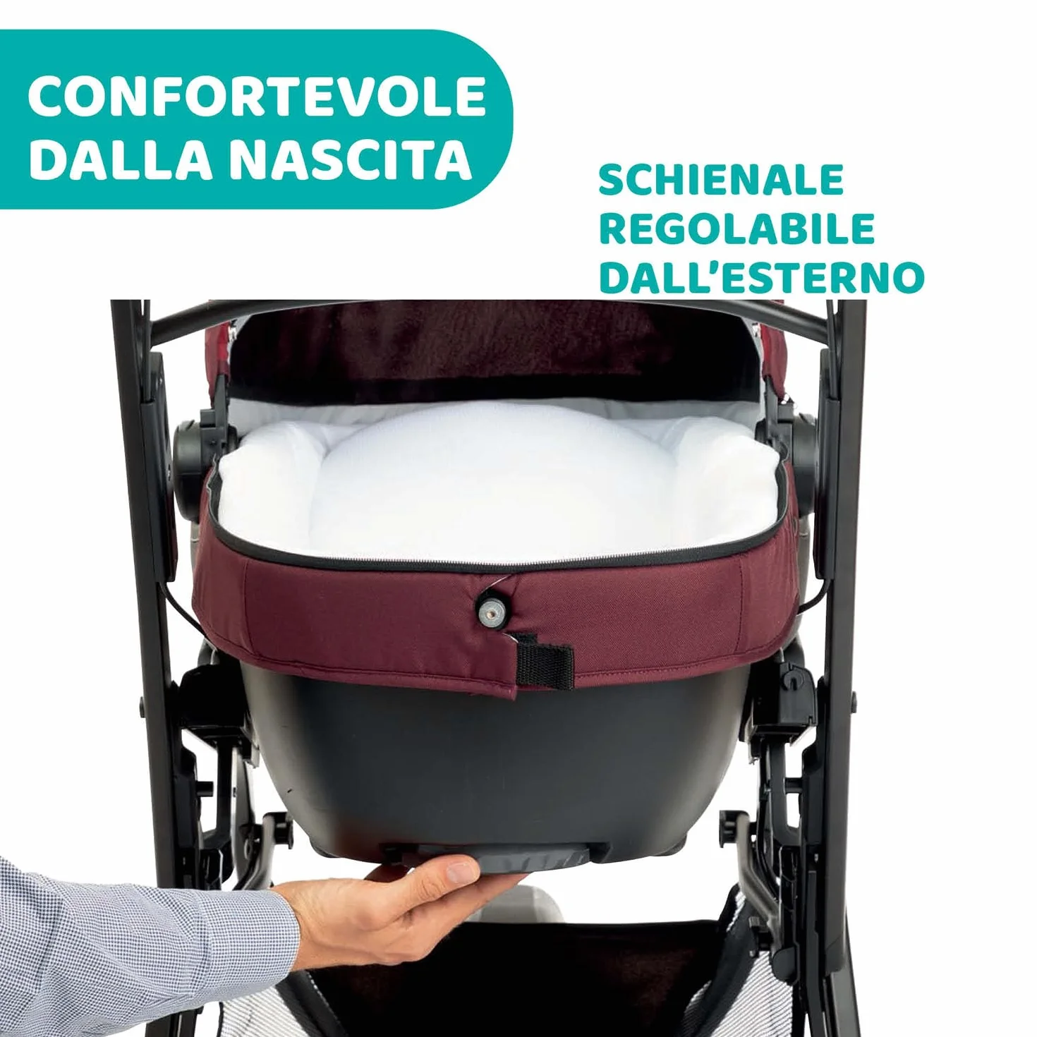 Navicella Activ3, Ampia e Imbottita Navicella Per Passeggino Activ3, Con Sistema di Aerazione, Schienale Reclinabile, Per i Primi Giorni di Vita Del Bambino