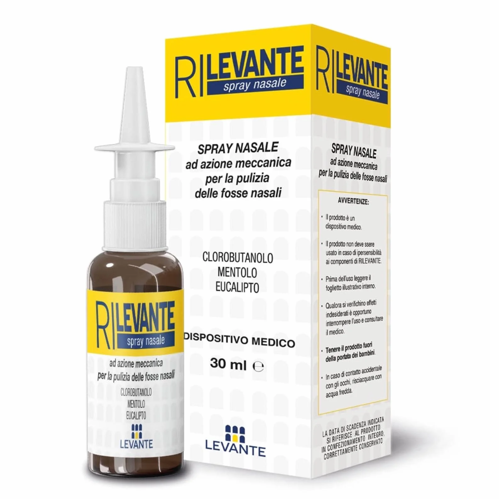 RILEVANTE Spray Nasale Decongestionante Balsamico 30ml per Pulizia Fosse Nasali Sollievo da Naso Chiuso e Raffreddore Spray Nasale Bambini e Adulti Con Eucalipto, Mentolo e Canfora