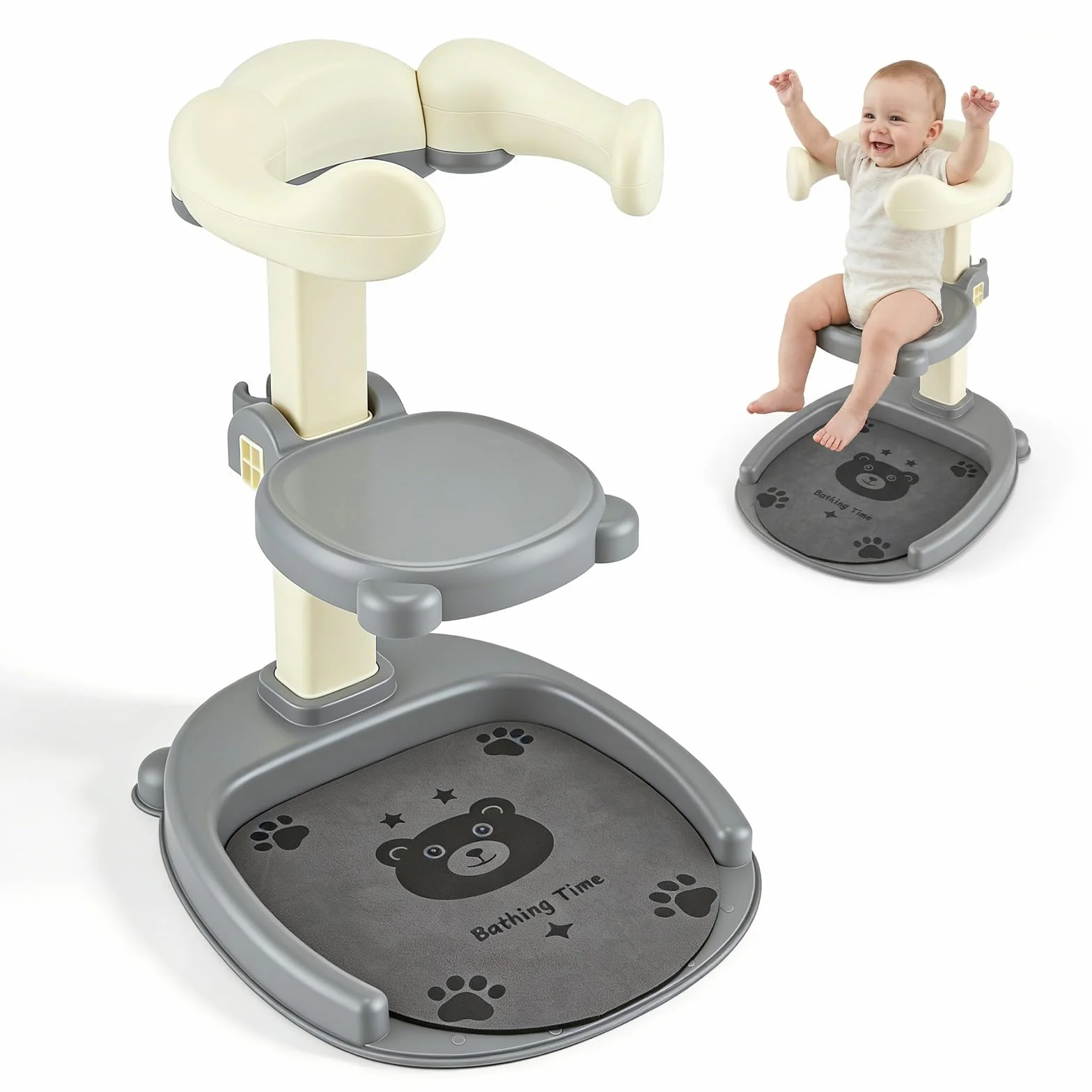 Supporto per Doccia per Bambini 2 En 1,Soporte De Baby Shower,Con Soporte Para Cabezal De Ducha,Altura Ajustable,Con Piso Sin Deslizamiento Y Mango De Seguridad,Soporte De Ducha Durante 8-36 Meses