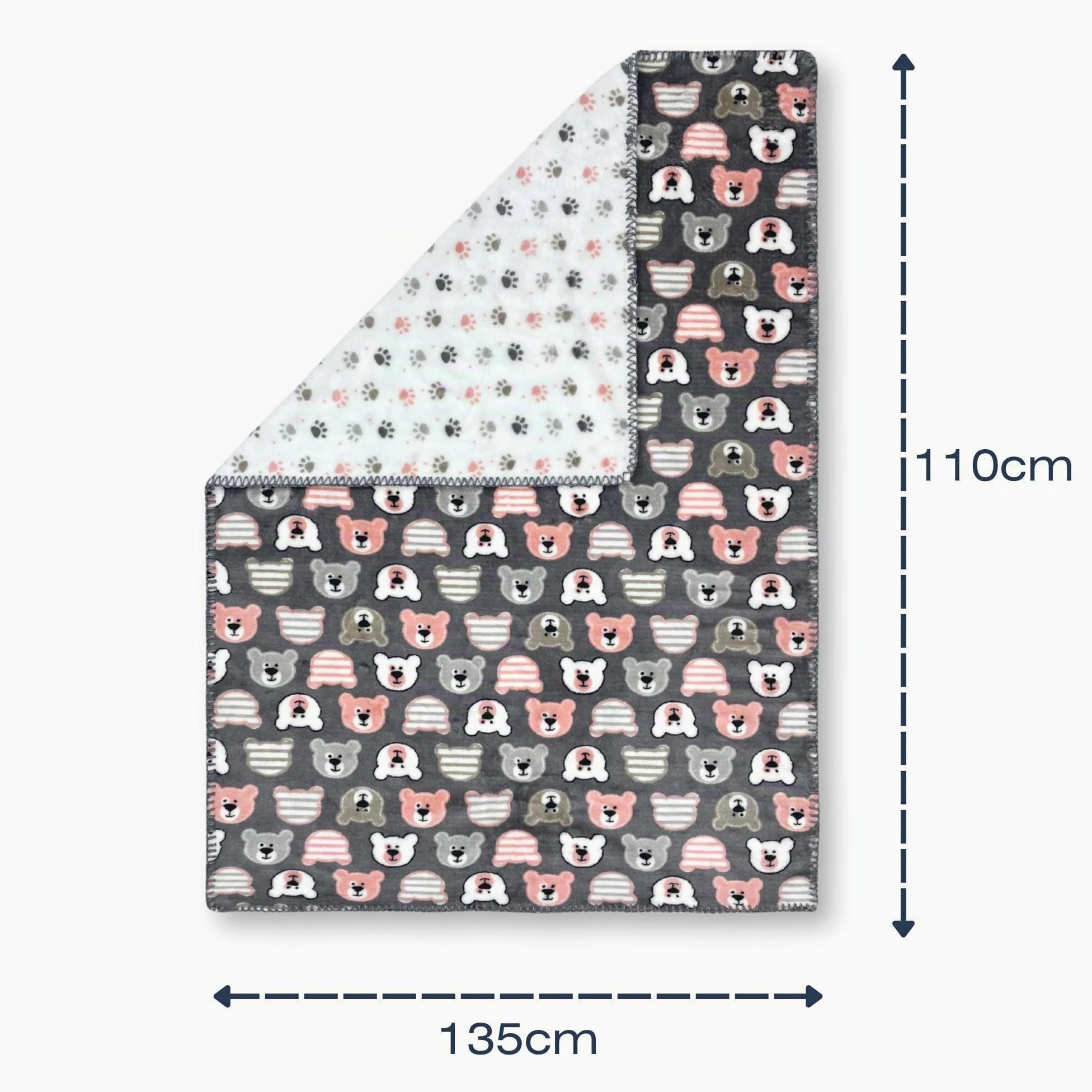 baby idea - Copertina Neonato Invernale Di Alta Qualità Calda e Morbida Con Profilo Ricamato a Mano Copertina Pile Lettino Made In Italy (135 X 110, Orsetto Grigio)