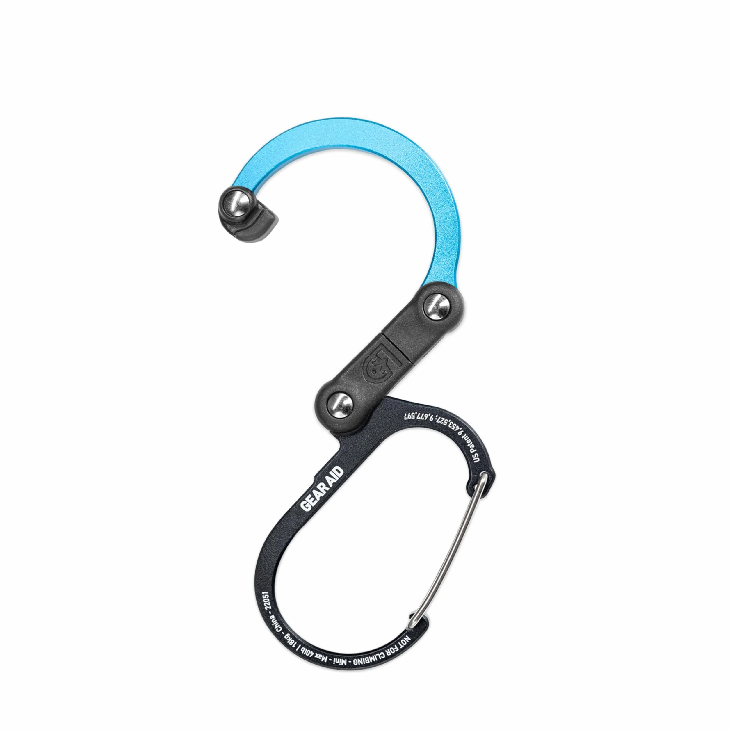 GEAR AID HEROCLIP (piccolo) Moschettone e gancio per appendere borse, borse, lanterne, passeggini, strumenti, caschi, bottiglie d'acqua e altro ancora