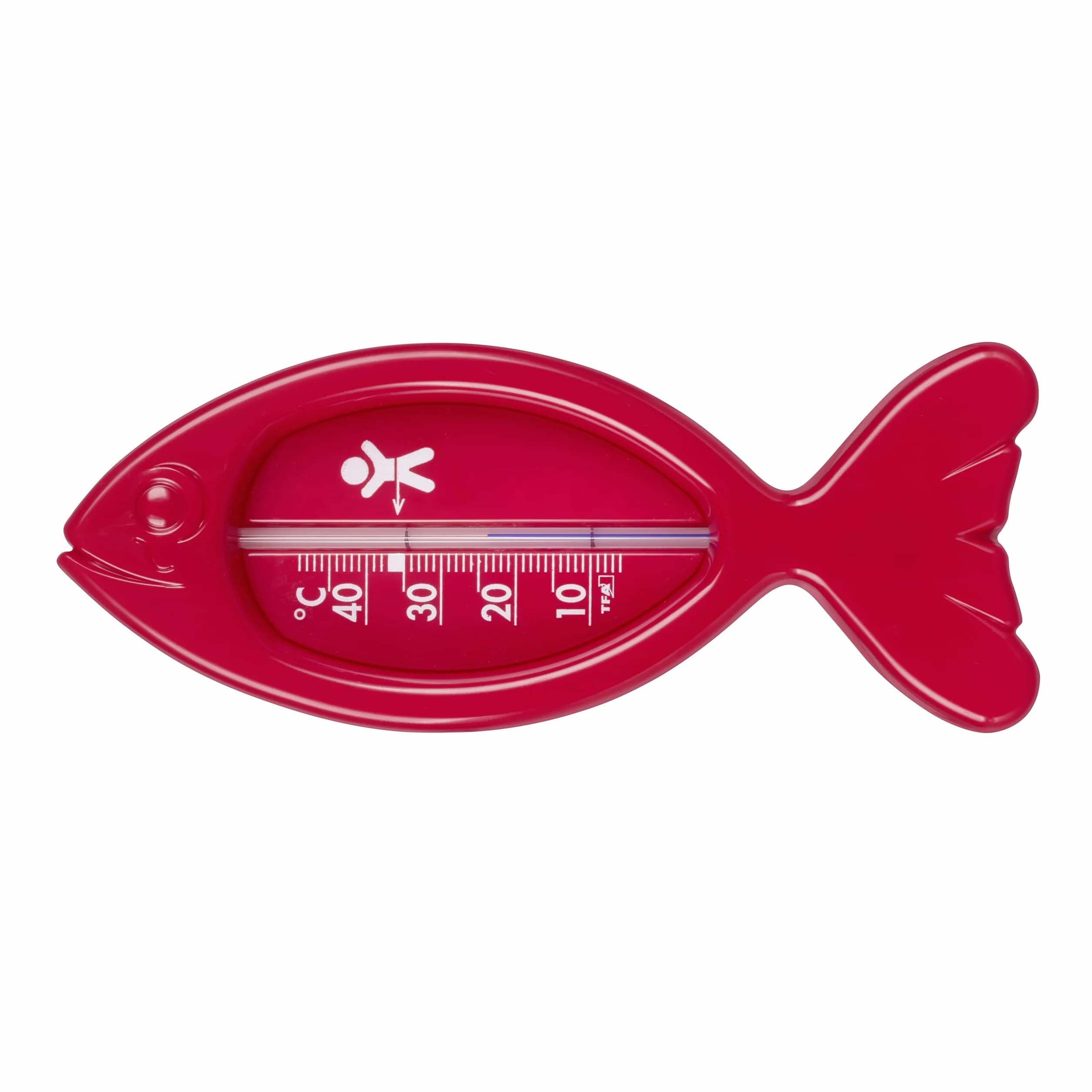 TFA Dostmann Termometro bagnetto analogico Pesce, 14.3017.05, per bambini e neonati, aqua bagno, per piscina, idromassaggio, facile da leger, rosso
