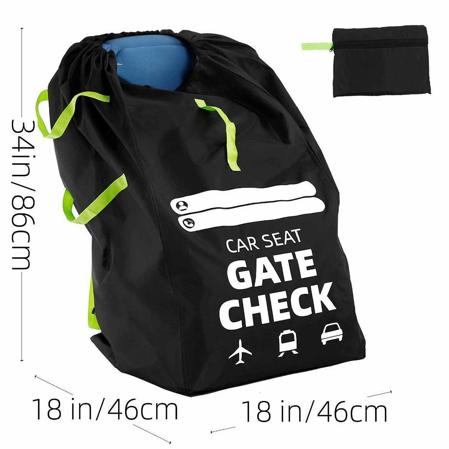 Borsa portaoggetti per seggiolino auto, grande, universale, in tessuto Oxford, multifunzionale, rinforzata, per aereo, leggera, copertura per, a