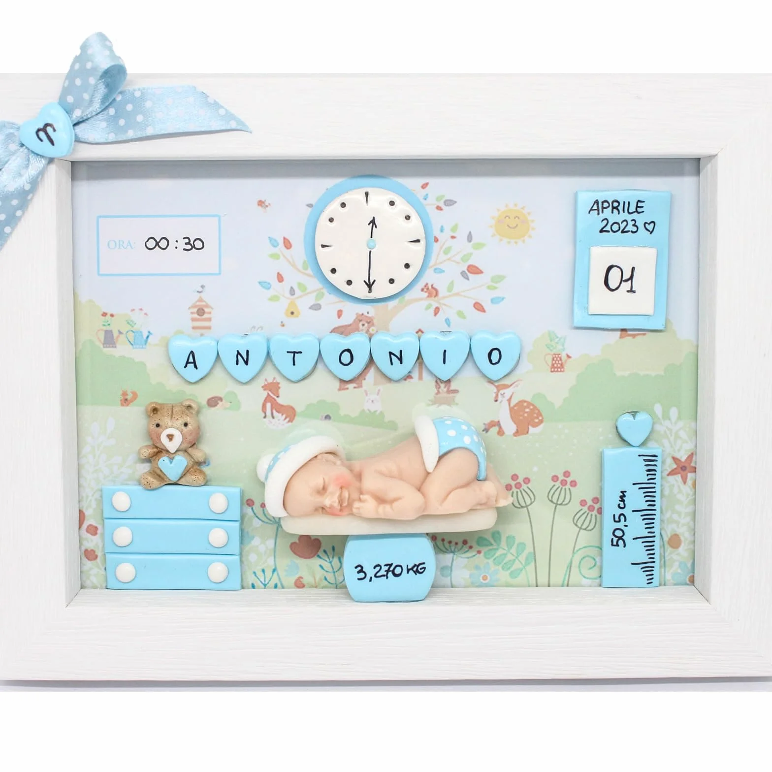 Quadretto nascita bimbo - Cornice nascita neonato - idea regalo nascita