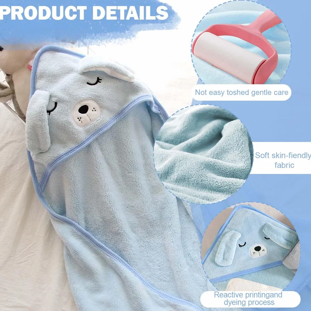 1 Pezzo Asciugamano Con Cappuccio Per Bambini, Accappatoio Neonato Extra Morbido E Super Assorbente, Asciugamano Assorbente Con Cappuccio Indossabile