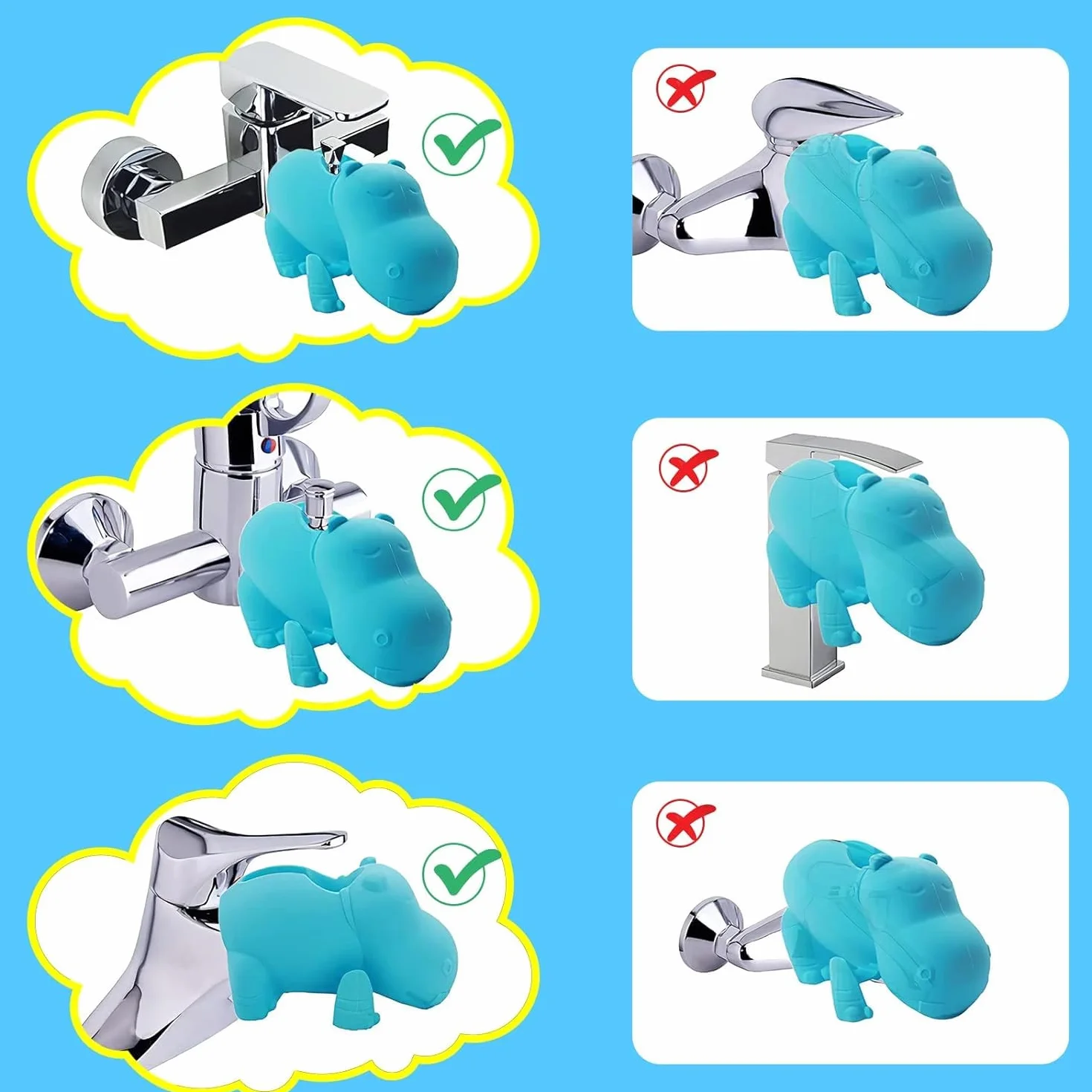 Copertura per Rubinetto Della Vasca Da Bagno, Copertura per Rubinetto Dell'acqua Con Ippopotamo in Stile Cartone Animato, Copribocca Protettiva per Doccia per Bambini Misura Universale