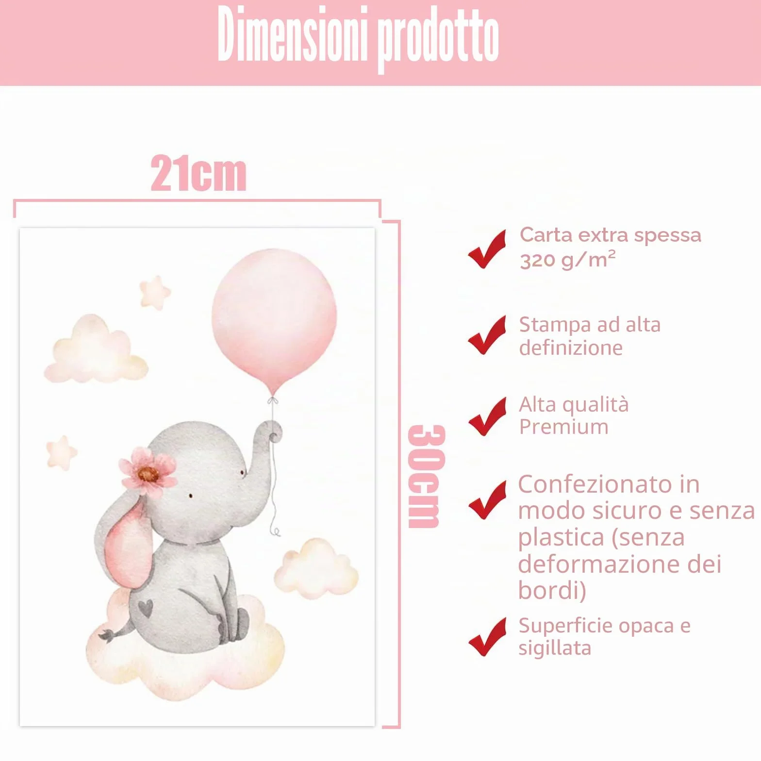 Zamety 3 Pezzi Quadri Cameretta Bambina, Animale Quadri Cameretta Bambino, A4 Quadro Camera da Letto Bambini, Immagini per Quadretti da Parete Neonato, Senza Cornici, 21 x 30 cm